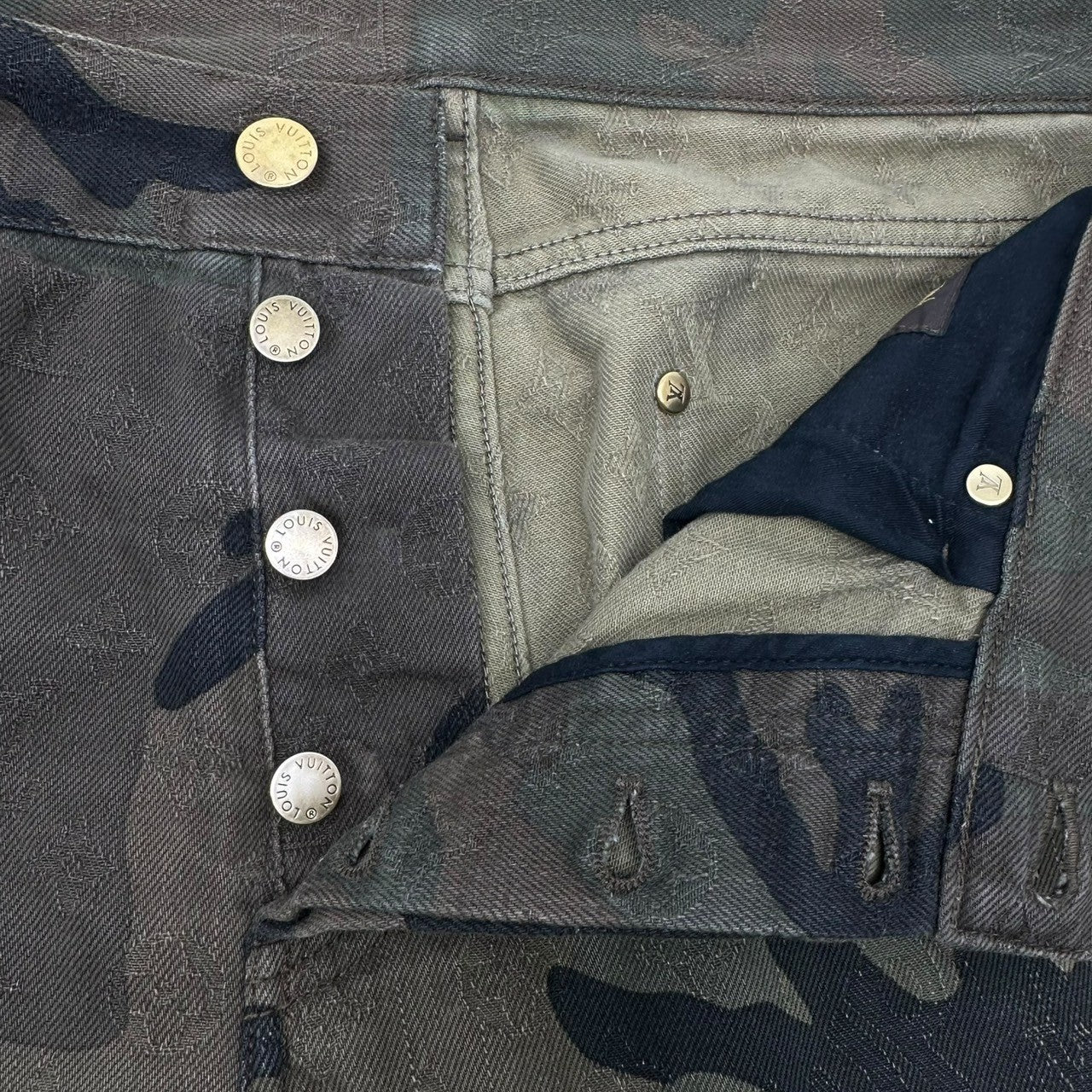 SUPREME × LOUIS VUITTON(シュプリーム×ルイヴィトン) 17AW Jacquard Denim 5-Pocket Jean Camo Pants ジャガード デニム 5ポケット カモ パンツ カーキ