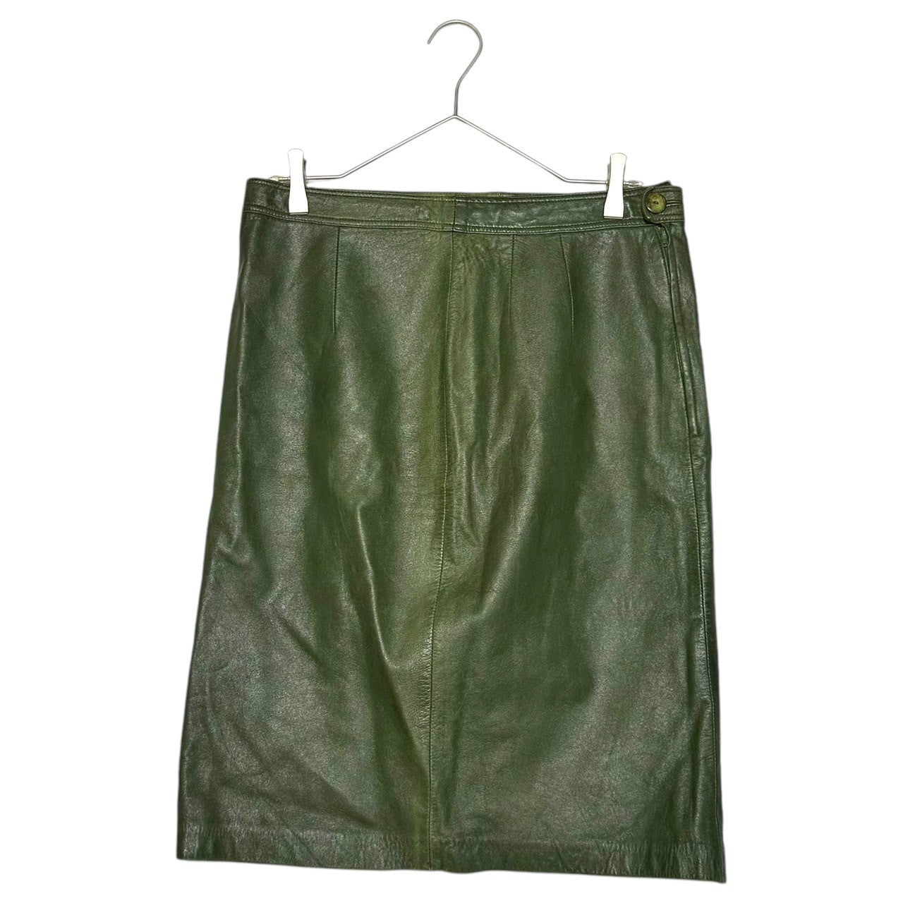 LOEWE(ロエベ) leather trapezoid skirt レザー 台形 スカート ダークグリーン