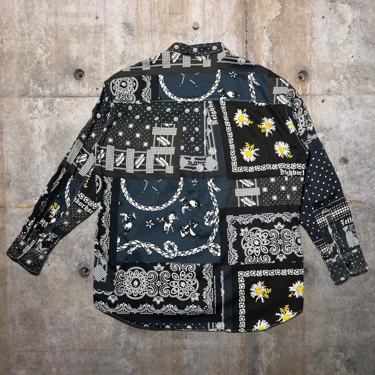 NEIGHBORHOOD(ネイバーフッド) 21SS NBHD BANDANA C-SHIRT/バンダナ柄シャツ 211TSNH-SHM10 L ブラック