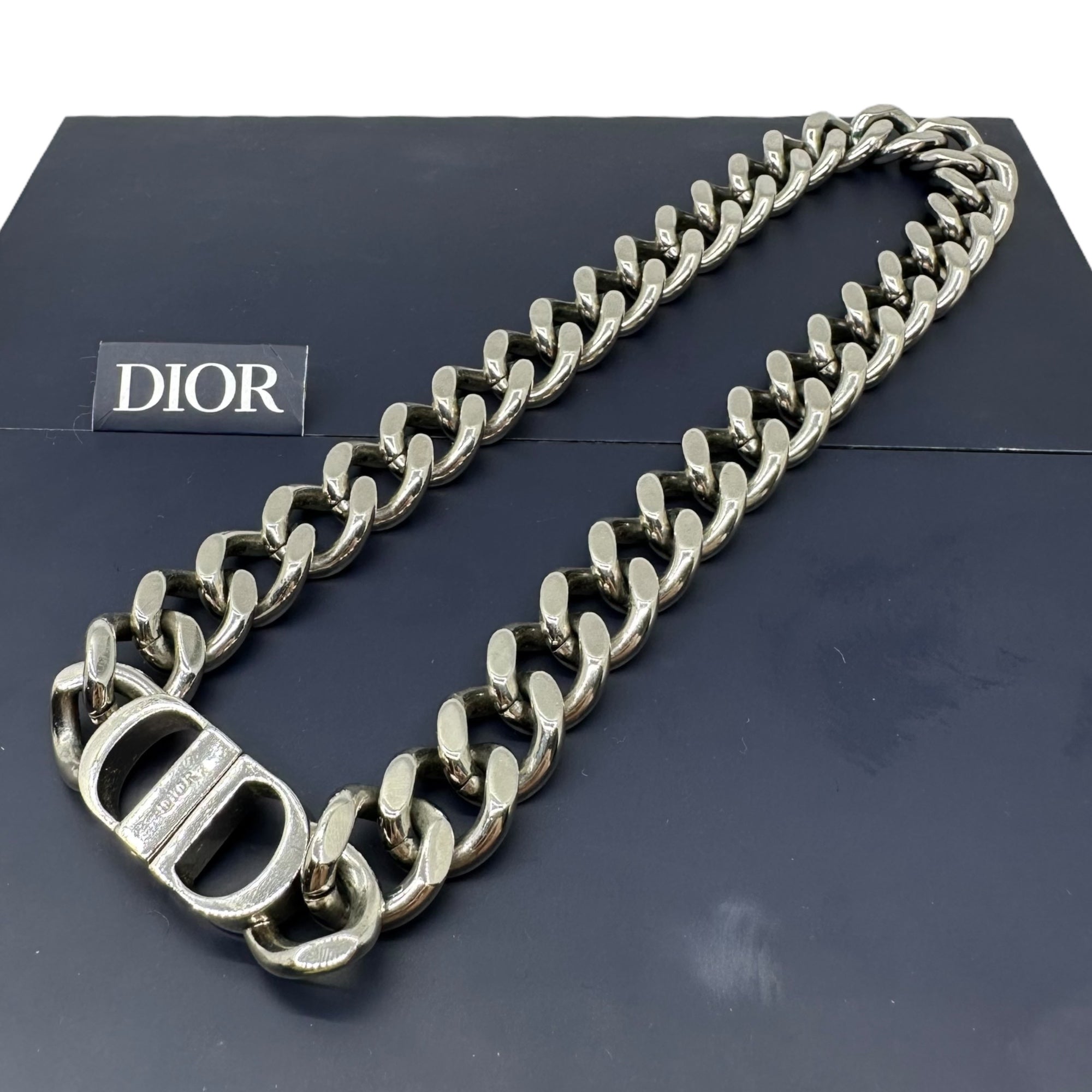 Christian Dior(クリスチャンディオール) CD ICON chain link necklace アイコン チェーンリンク ネックレス シルバーカラー 箱、購入時のレシート付属