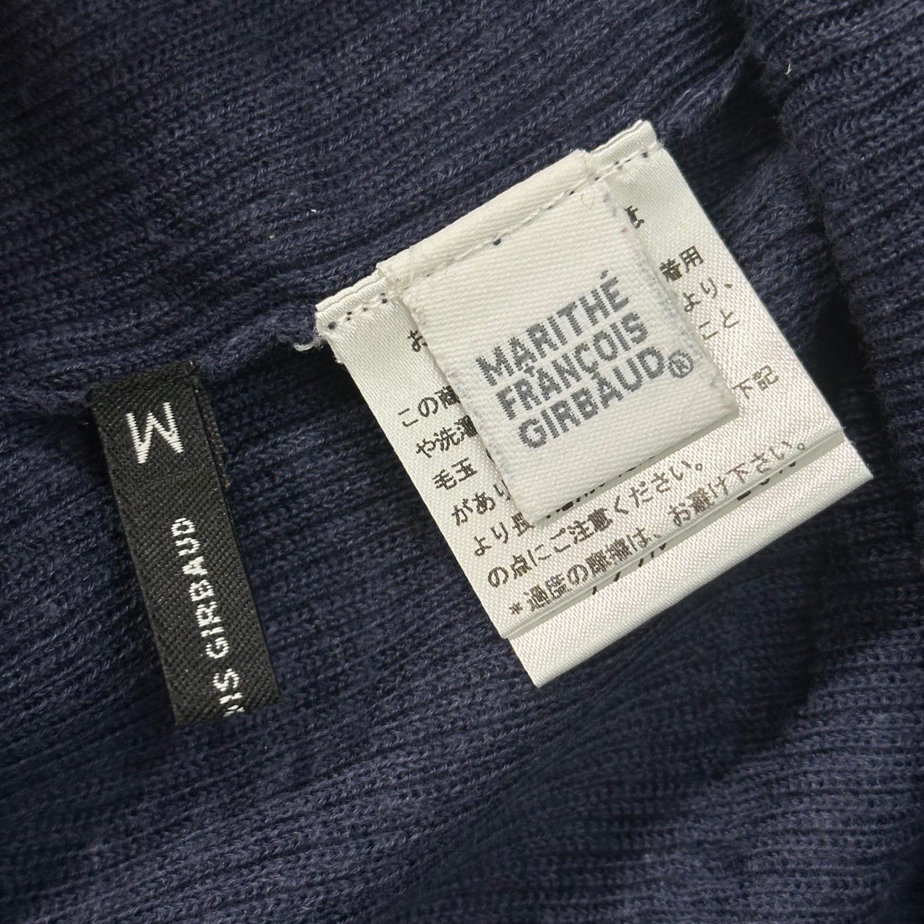 MARITHE FRANCOIS GIRBAUD(マリテフランソワジルボー) 00's Switchable Turtleneck Rib Knit 切替 タートルネック リブ ニット F7-8222 M ネイビー×グレー Y2K
