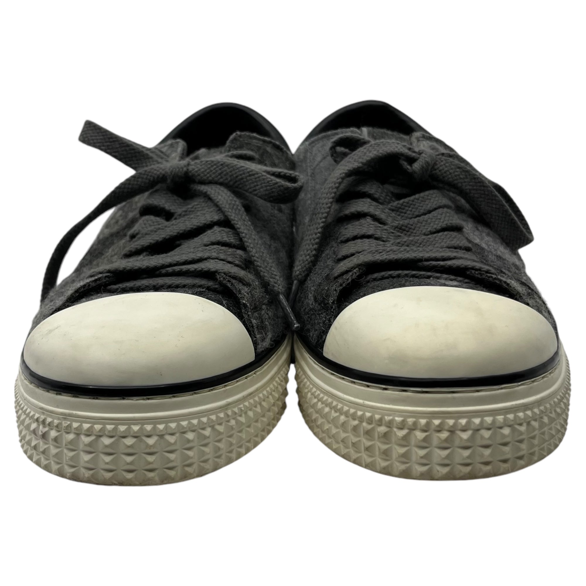 VALENTINO GARAVANI(ヴァレンティノガラヴァーニ) ウール カモフラ スタッズ ソール スニーカー 38 1/2(24.5cm程度) グレー×ホワイト ローカット