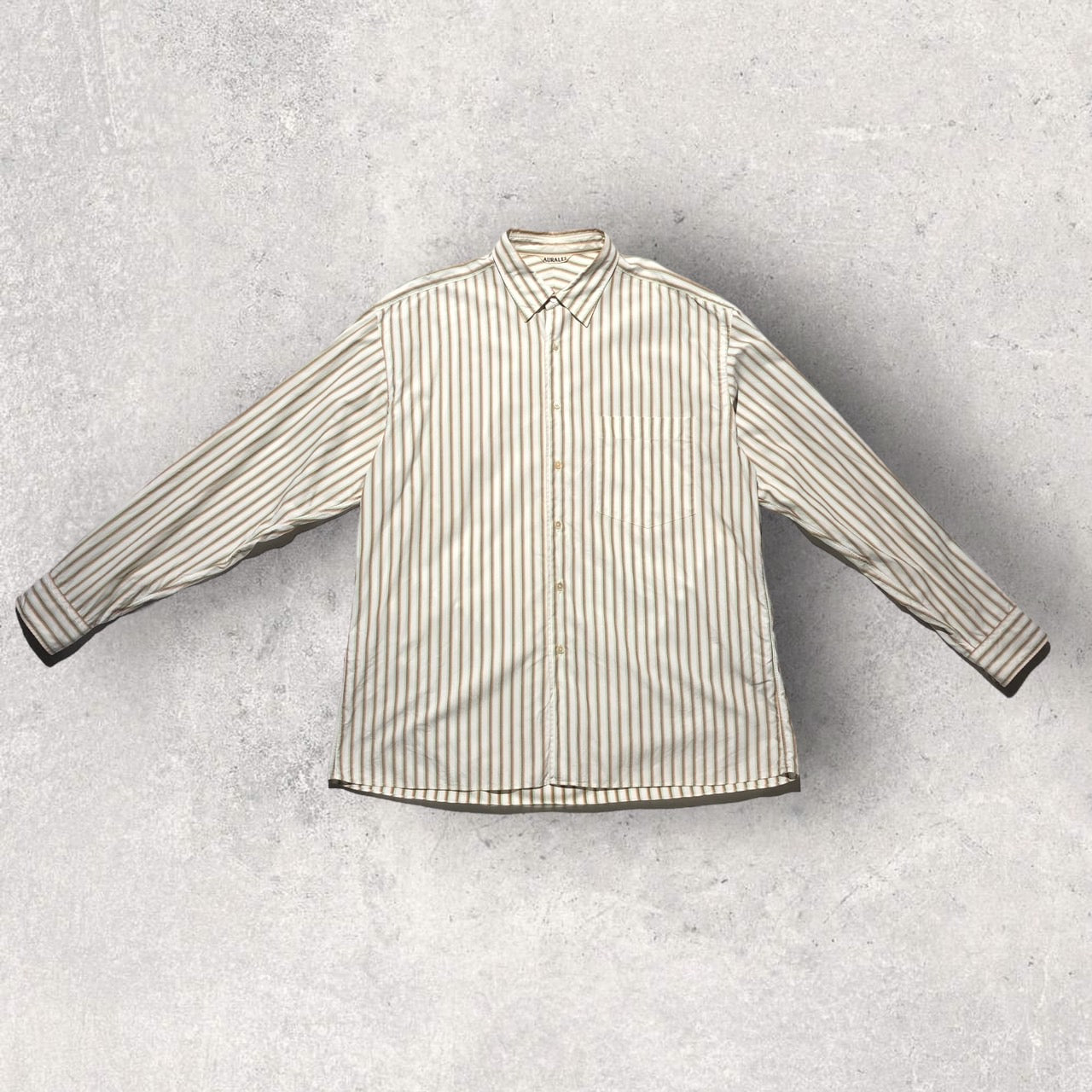 AURALEE(オーラリー) 19SS WAWASHED FINX TWILL STRIPE SHIRTS A9SS01TS 4(Mサイズ程度)  ホワイト