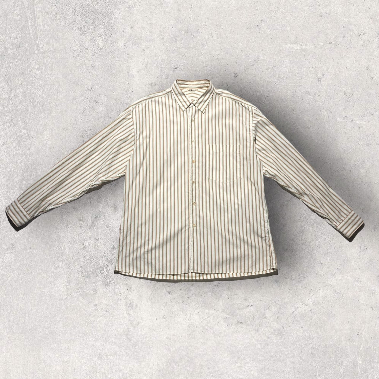 AURALEE FINX STRIPE SHIRTS サイズ4（人気です!!AURALEE, FINX SILK  