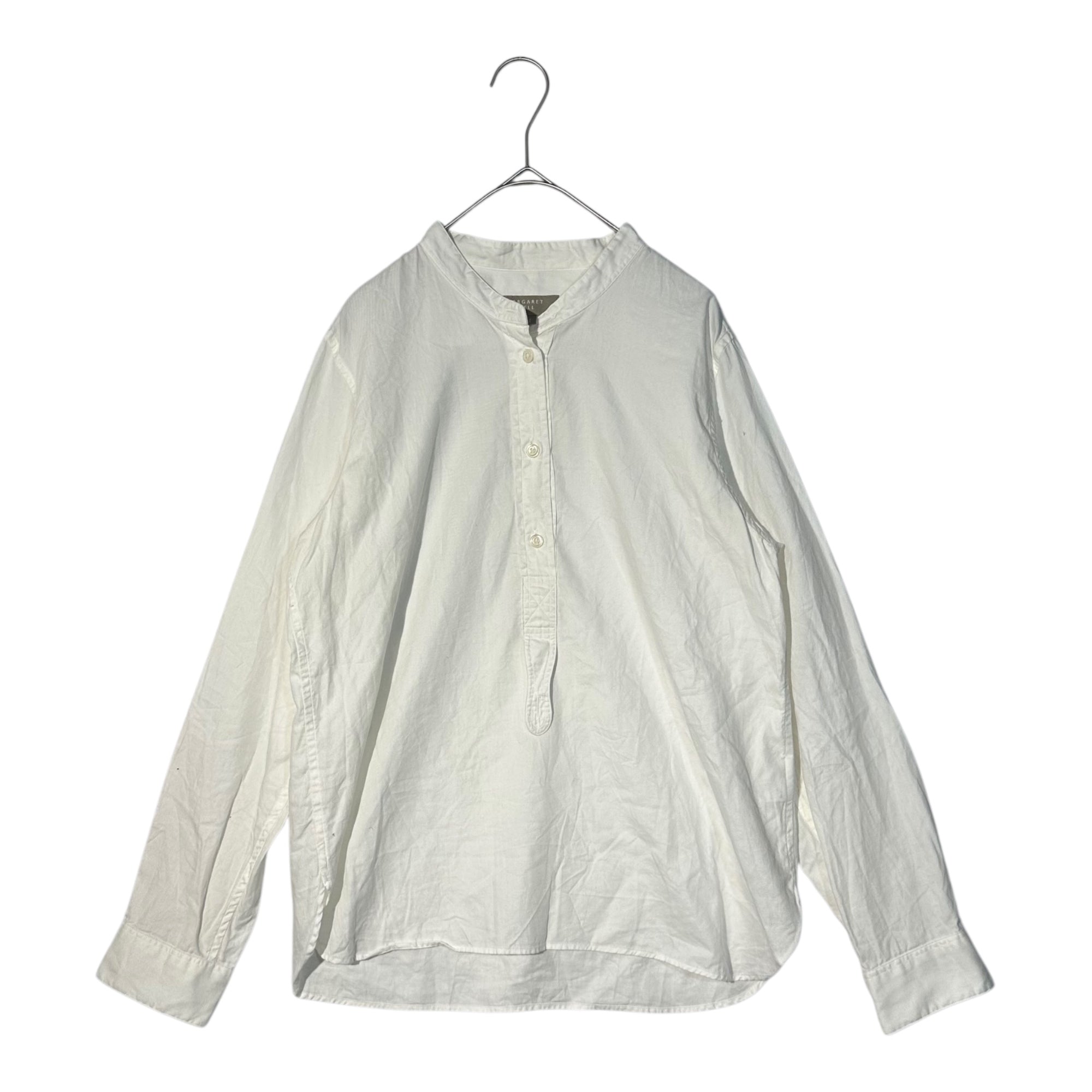 MARGARET HOWELL(マーガレットハウエル) Band collar pullover long sleeve shirt バンドカラー プルオーバー 長袖 シャツ 578-0253616 1(S程度) ホワイト
