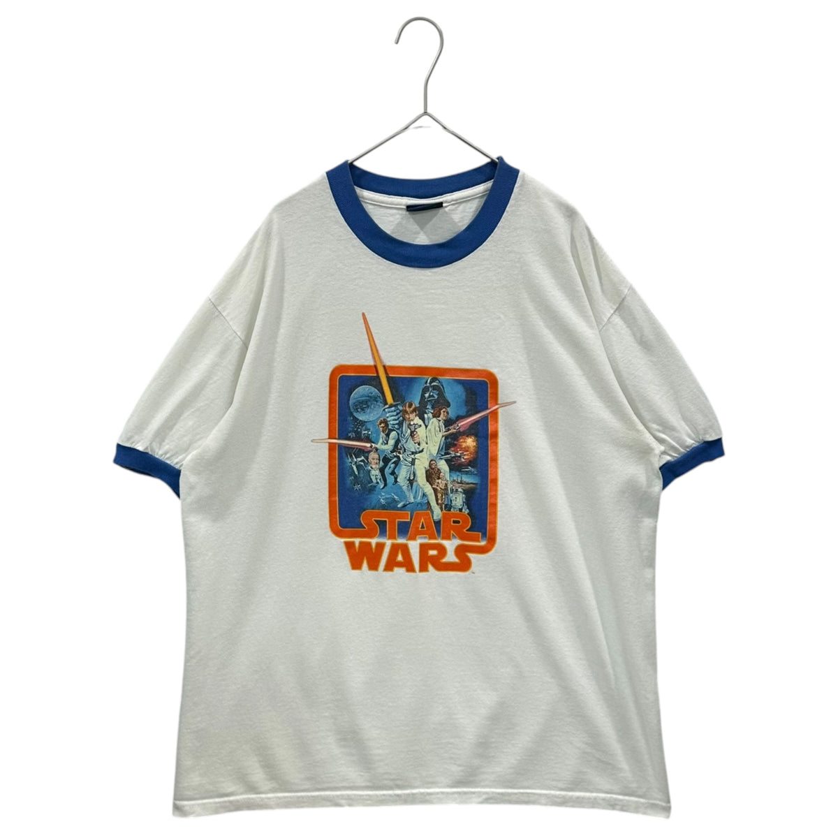 STAR WARS(スターウォーズ) 2000's Star Wars Episode IV Ringer T-Shirt スターウォーズ エピソード4 リンガー Tシャツ 表記消(L程度) ホワイト×ブルー © Lucasfilm Ltd & TM