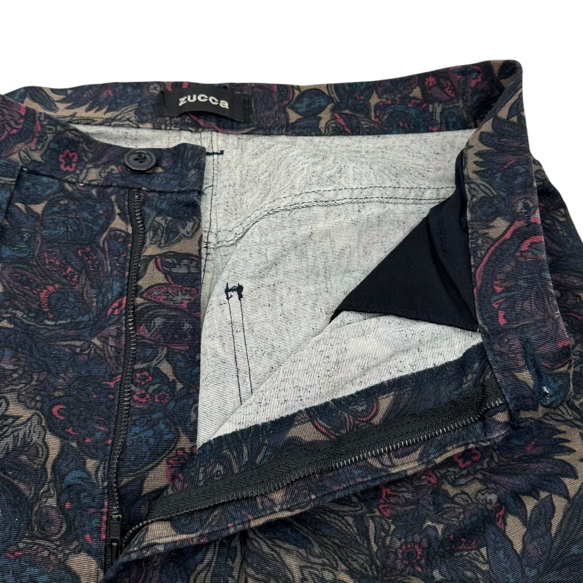 zucca(ズッカ) 2-Tuck All-Over Print Cotton Pants 2タック 総柄 コットン パンツ ZU13FF154 L ネイビー アーカイブ