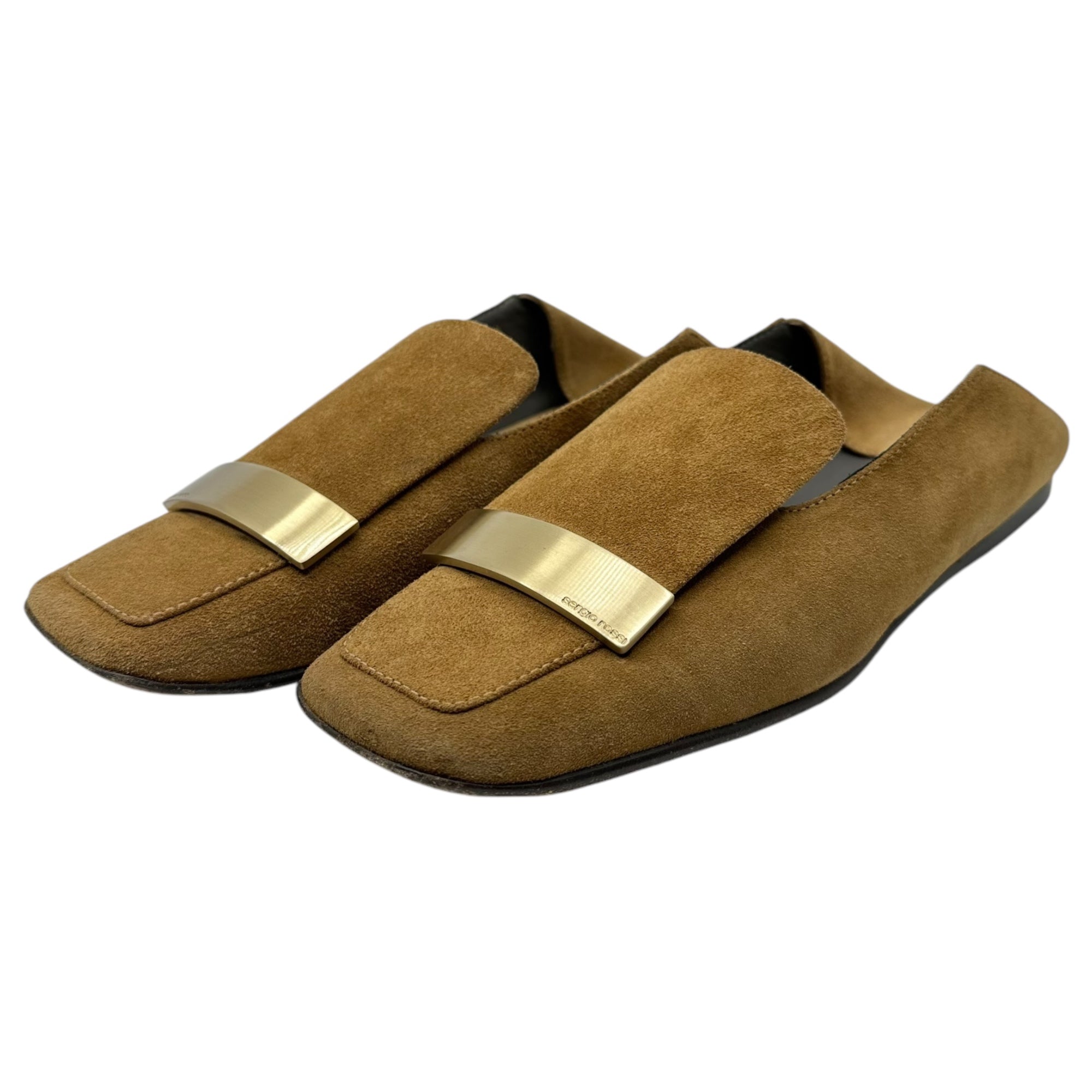 Sergio Rossi(セルジオロッシ) 23SS Metal Plate Logo Leather Square Toe Loafer メタルプレート ロゴ レザー スクエアトゥー ローファー 5 1/2(24.5~25.0cm程度) ベージュ