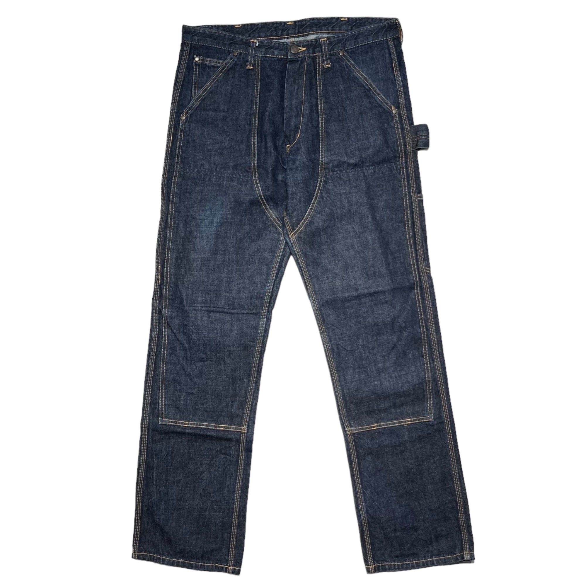 A BATHING APE(アベイシングエイプ) 00's Double knee denim painter pants ダブルニー デニム ペインター パンツ L インディゴ Y2K