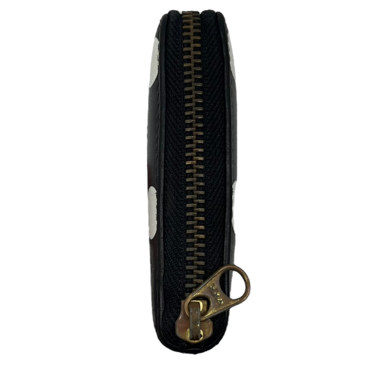 COMME des GARCONS(コムデギャルソン) ラウンドファスナードットウォレット/長財布/水玉 ブラック×ホワイト スペイン製