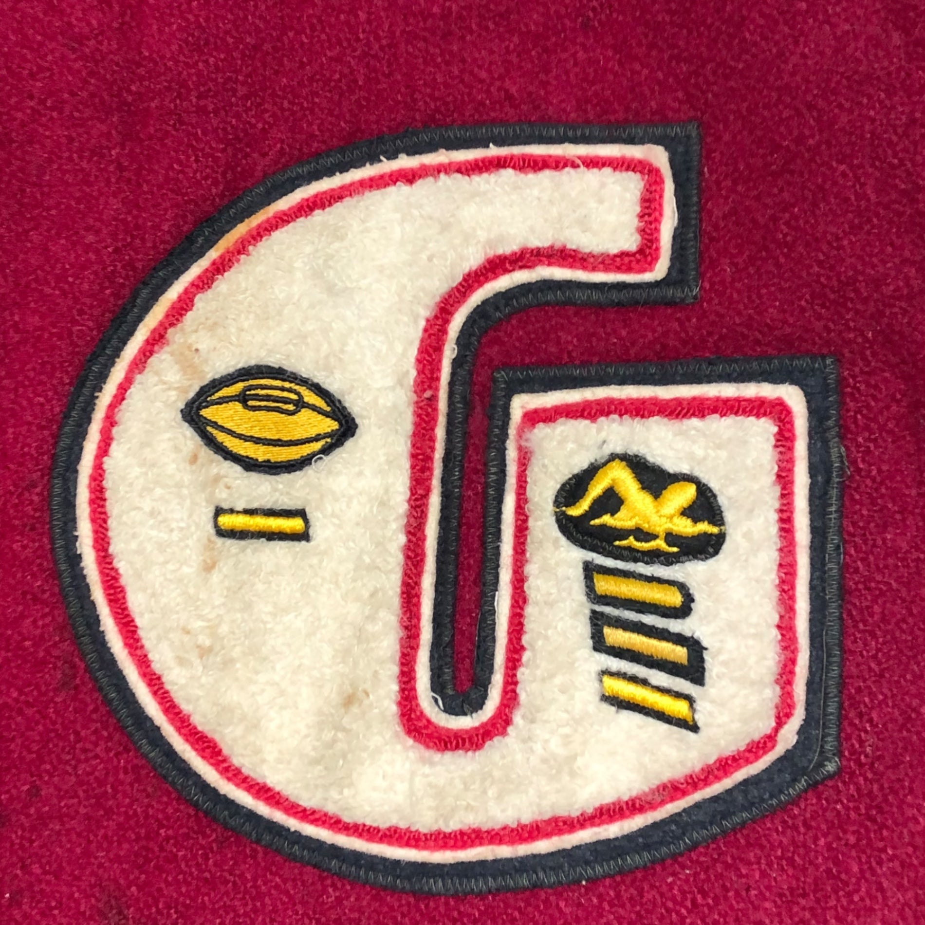 NELSON'S(ネルソンズ) 80's FOOTBALL STUDIUM JAMPER 80年代 フットボール スタジャン 袖レザー 44 レッド×ホワイト