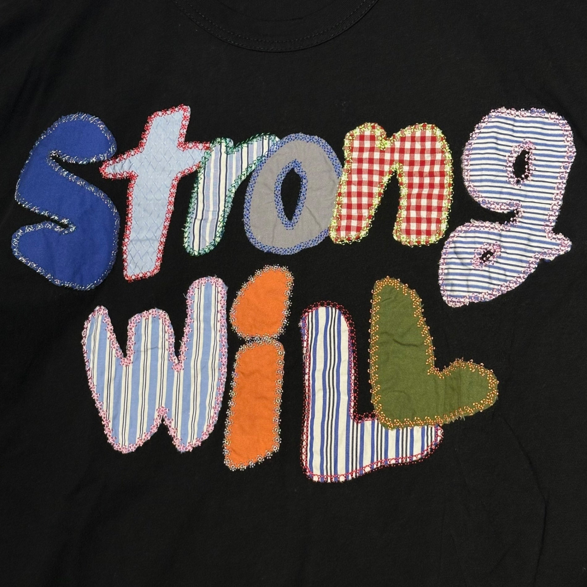 COMME des GARCONS SHIRT(コムデギャルソンシャツ) 24AW cotton jersey plain with embroidery "STRONG WILL" 刺繍 半袖 Tシャツ FN-T001 M ブラック