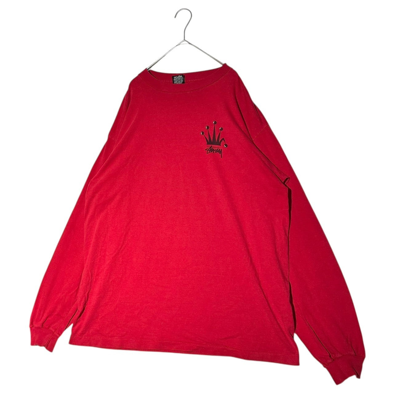 STUSSY(ステューシー) 80's Big Crown Logo L/S Tee ビッグ クラウン ロゴ 長袖 Tシャツ XXL レッド 80年代 ヴィンテージ OLD オールド 黒タグ