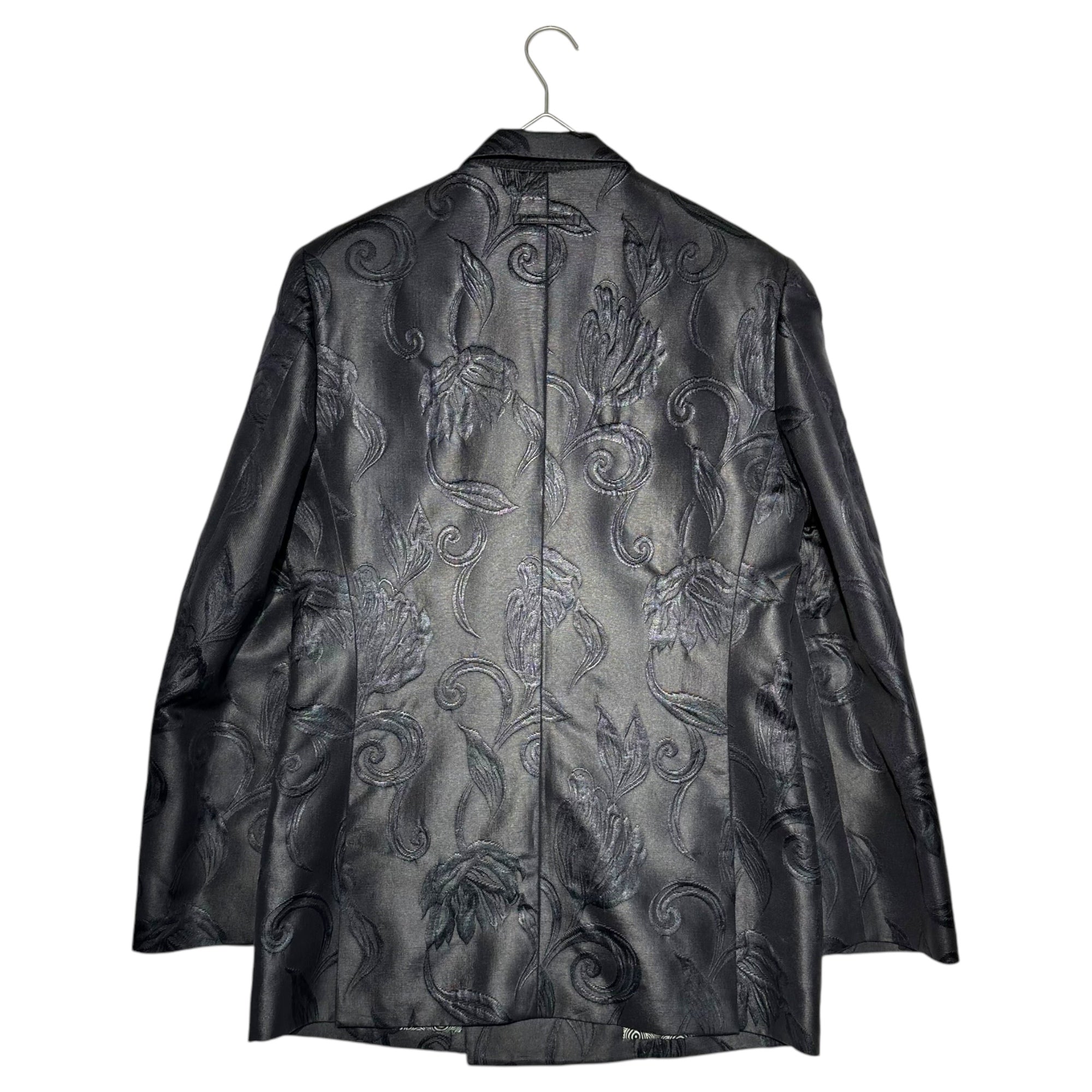 Jean Paul GAULTIER HOMME(ジャンポールゴルチエオム) Flower jacquard double-breasted tailored jacket フラワー ジャガード ダブル テーラード ジャケット JK.JG.LA1018 50(L程度) ブラック×グリーン アーカイブ