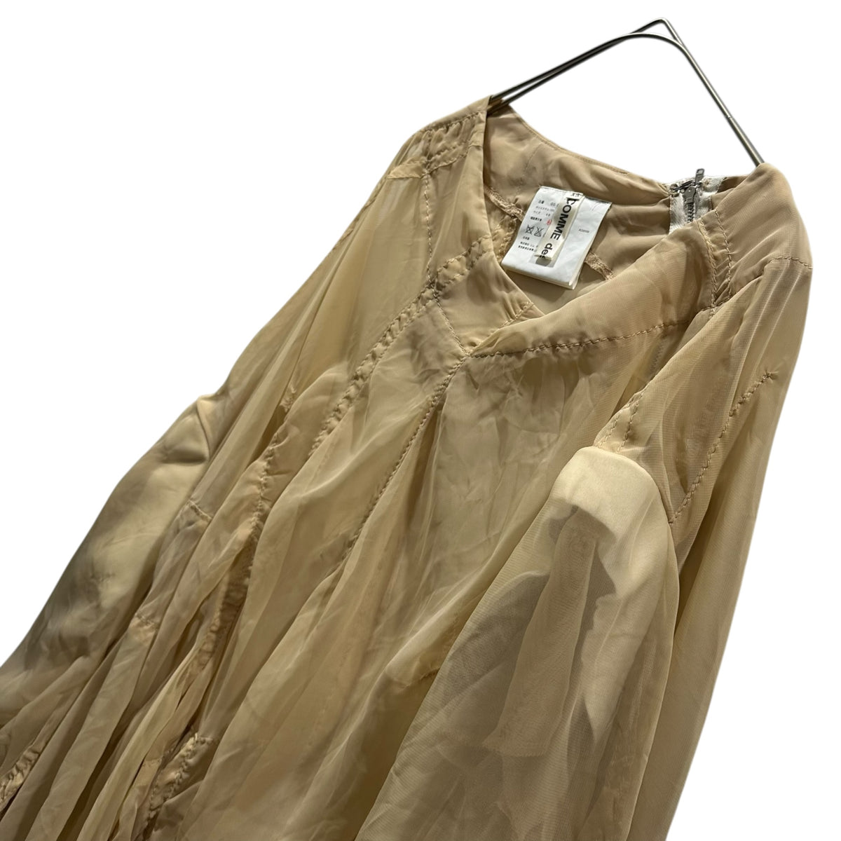 COMME des GARCONS(コムデギャルソン) 2010SS Back-Zip Curved-Sleeve Sheer Blouse バックジップ カーブスリーブ シアー ブラウス GE-S042 XS アイボリー AD2009