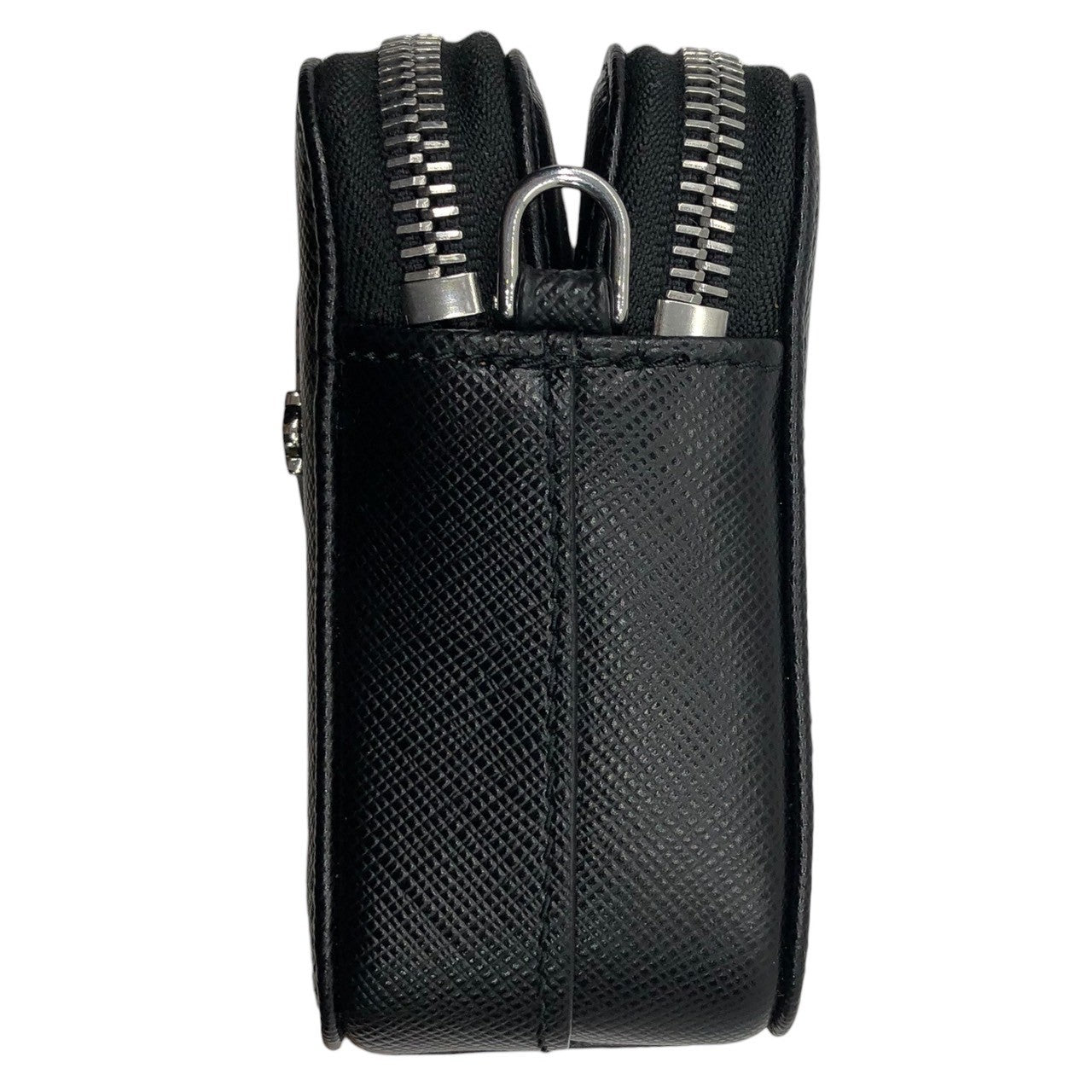 PRADA(プラダ) Metal appliqué saffiano chain shoulder bag メタルアップリケ サフィアーノ チェーン ショルダーバッグ 1DH010 ブラック×ピンク ギャランティカード付属 2DAZ SAFFIANO SMALTO レザー ロゴ