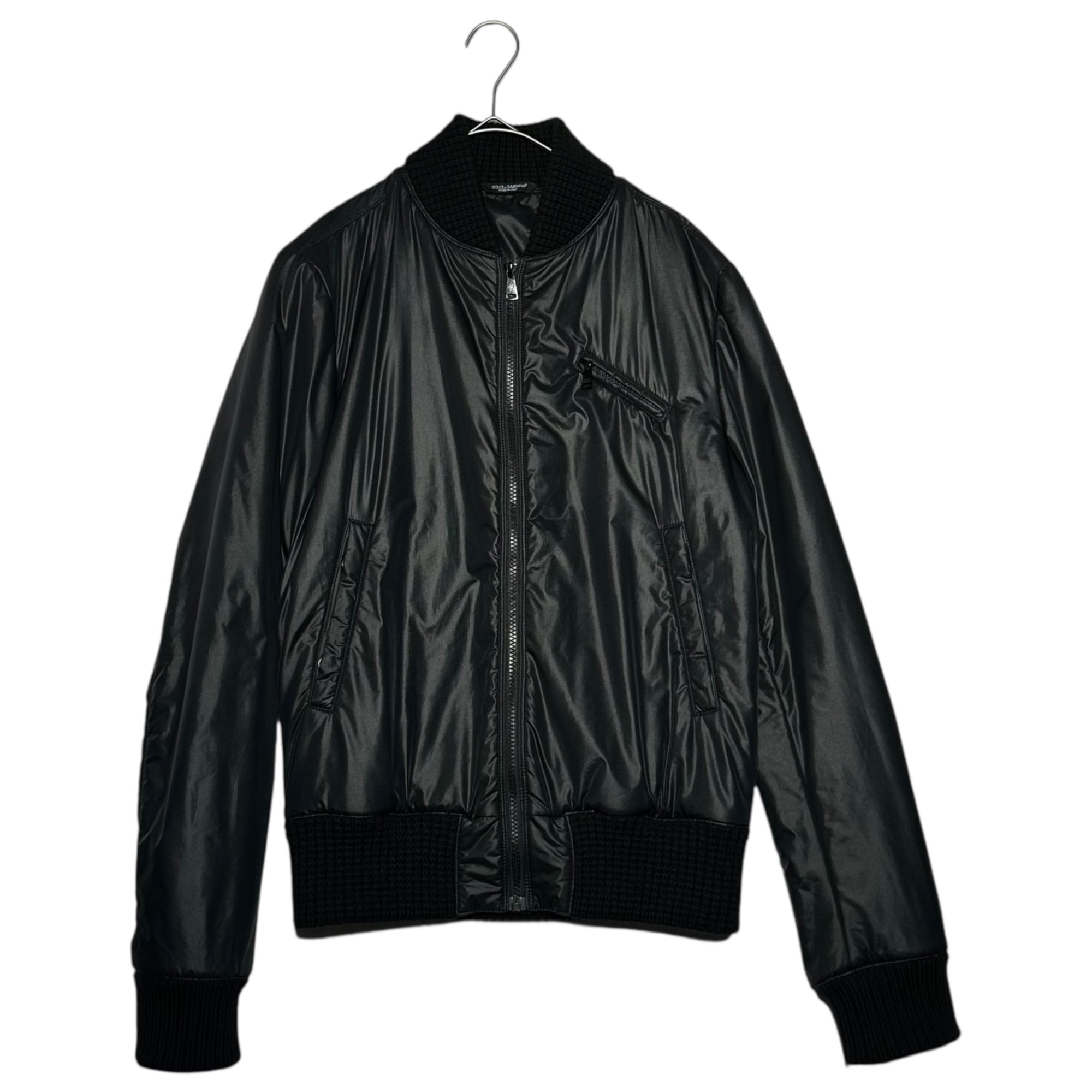 DOLCE&GABBANA(ドルチェ&ガッバーナドルガバ) 00s Knit ribbed cotton zip-up blouson 00年代 ニットリブ 中綿 ジップアップ ブルゾン G9L06T/FUMN4 46(S) ブラック