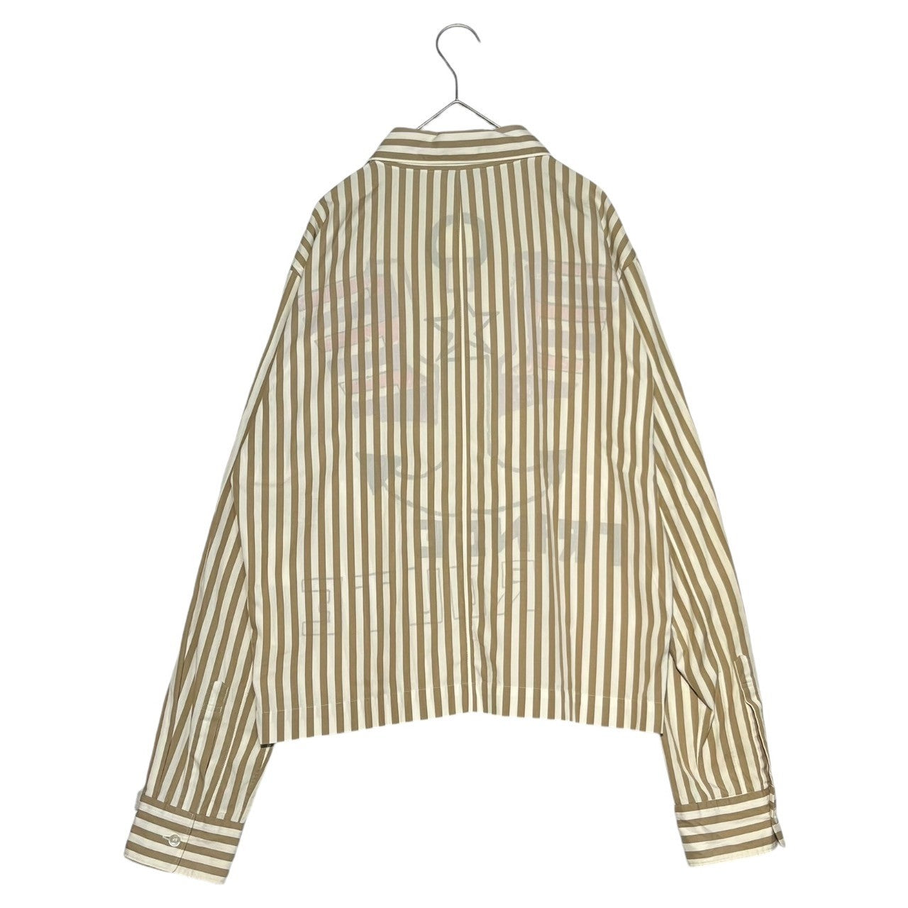 COMME des GARCONS HOMME PLUS(コムデギャルソンオムプリュス) 04SS FRANCE ROUTE ZIP UP SHIRT BLOUSON フランスルート ジップアップ シャツ ブルゾン ストライプ ベージュ×ホワイト AD2003 Simple & Utility期
