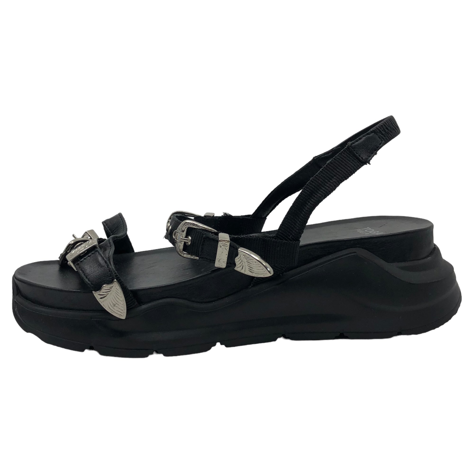 TOGA PULLA(トーガプルラ) FLATFORMS ウエスタン ベルト ストラップ 厚底 サンダル AJ1111 41(26.5~27cm程度) ブラック