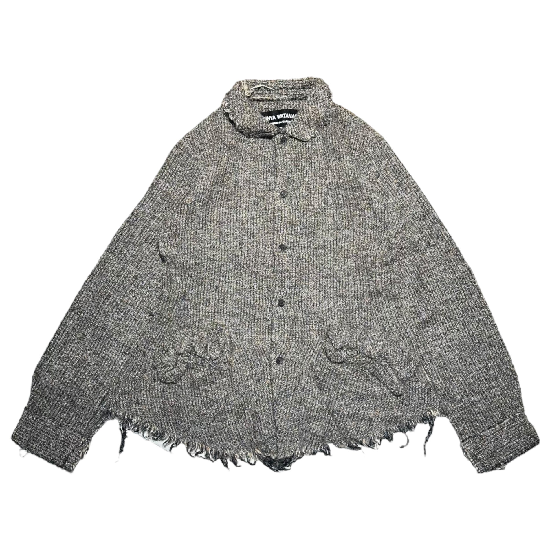COMME des GARCONS JUNYA WATANABE(コムデギャルソンジュンヤワタナベ) 03AW Felted Round Collar Grunge Shirt Jacket 縮絨加工 丸襟 グランジ シャツ ジャケット JK-B008 M グレー AD2003