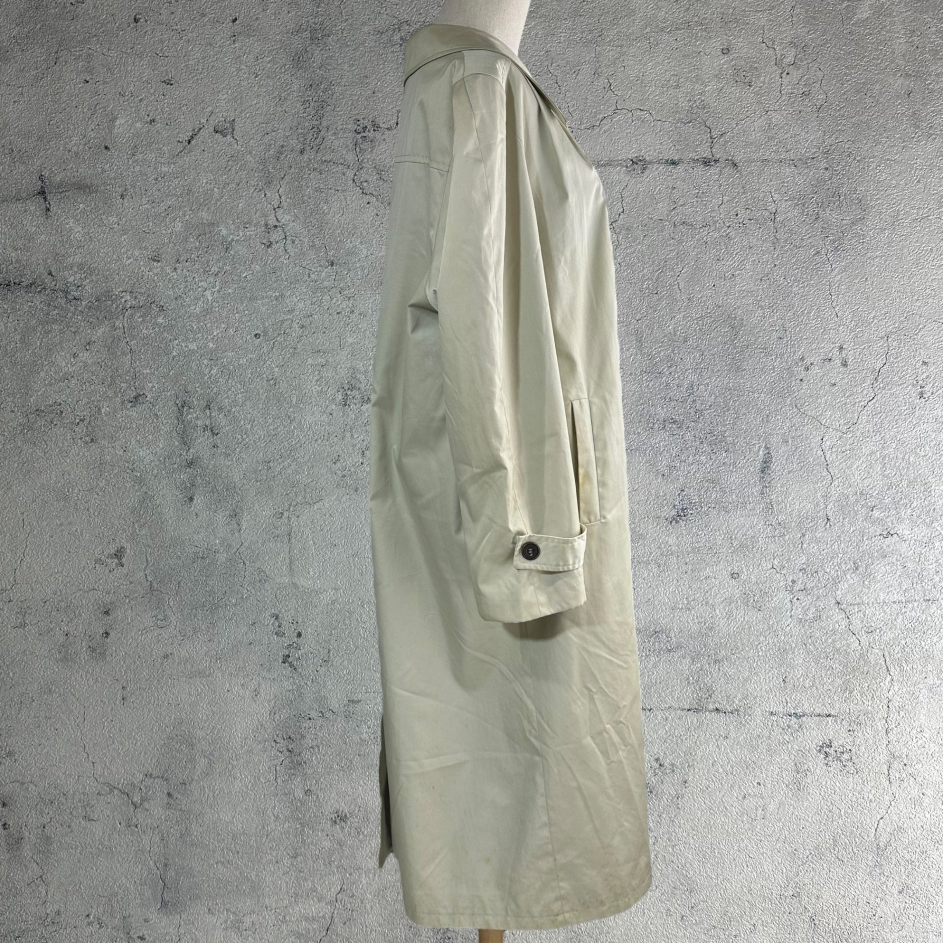 Euro vintage(ヨーロッパヴィンテージ) 70's~ trench over coat トレンチオーバーコート 42(L~XL程度) ペールグリーン / 色褪せ・小シミ有