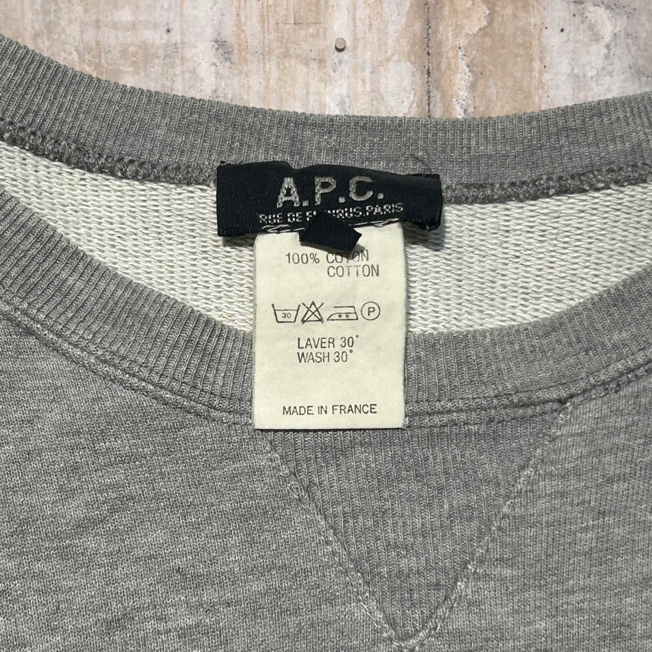 A.P.C.(アーペーセー) 90~00'sプリントスウェットプルオーバー L グレー フランスメイド