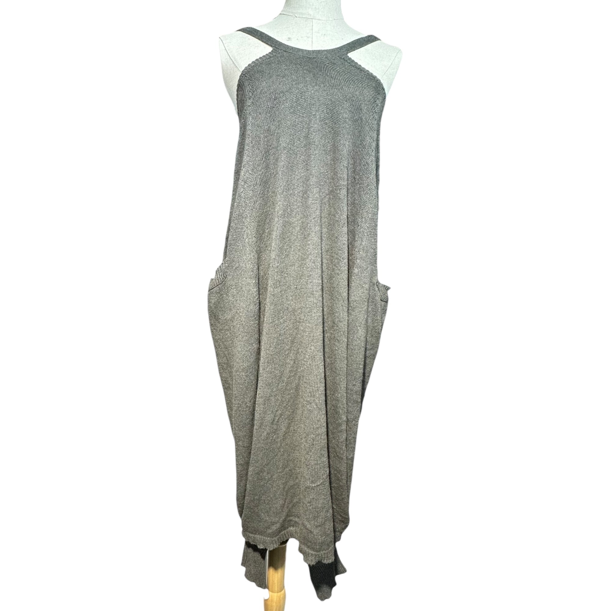 Y's(ワイズ) Shaped Sleeveless Cotton Knit Dress 変形 ノースリーブ コットン ニット ワンピース YO-K05-070 2 グレー サロペット