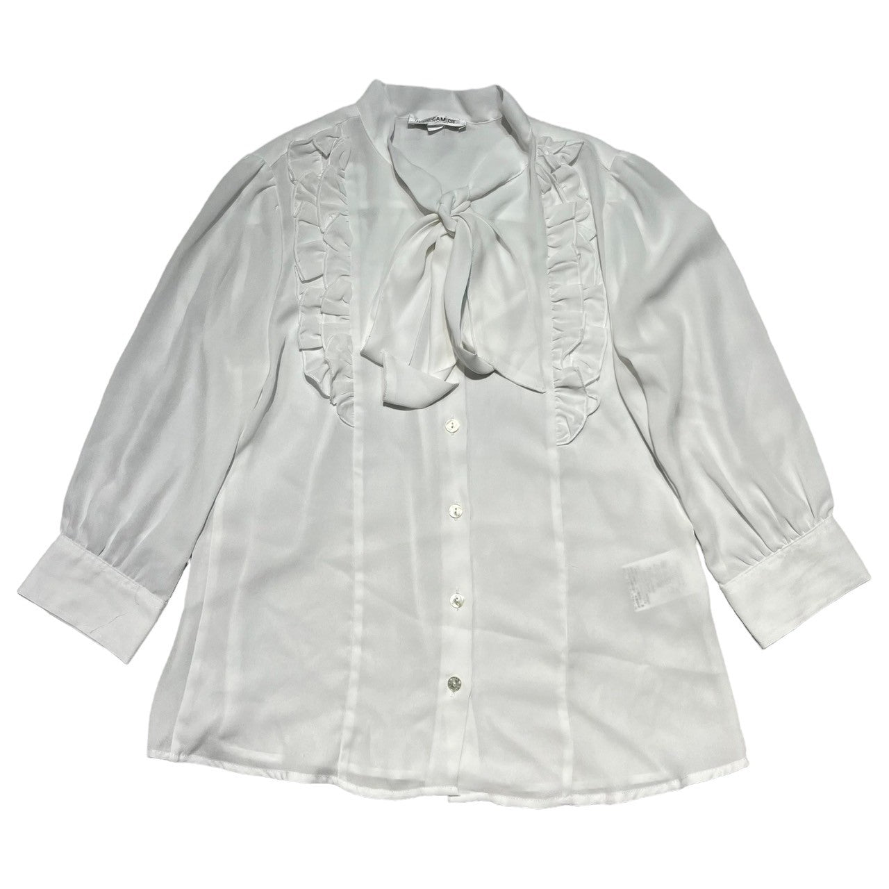 NARA CAMICIE(ナラカミーチェ) ジョーゼットボウタイダブルフリルブラウス 10-31-02-046 0 ホワイト 参考定価¥27,500(税込)