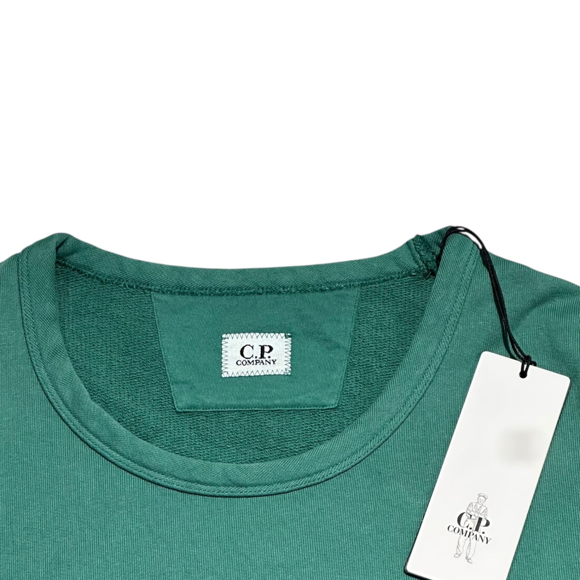 C.P.COMPANY(シーピーカンパニー) Two-Tone Center Logo Crew Neck Sweatshirt 2トーン センター ロゴ クルーネック スウェット 14CMSS251A 006312S XXL グリーン×カーキ