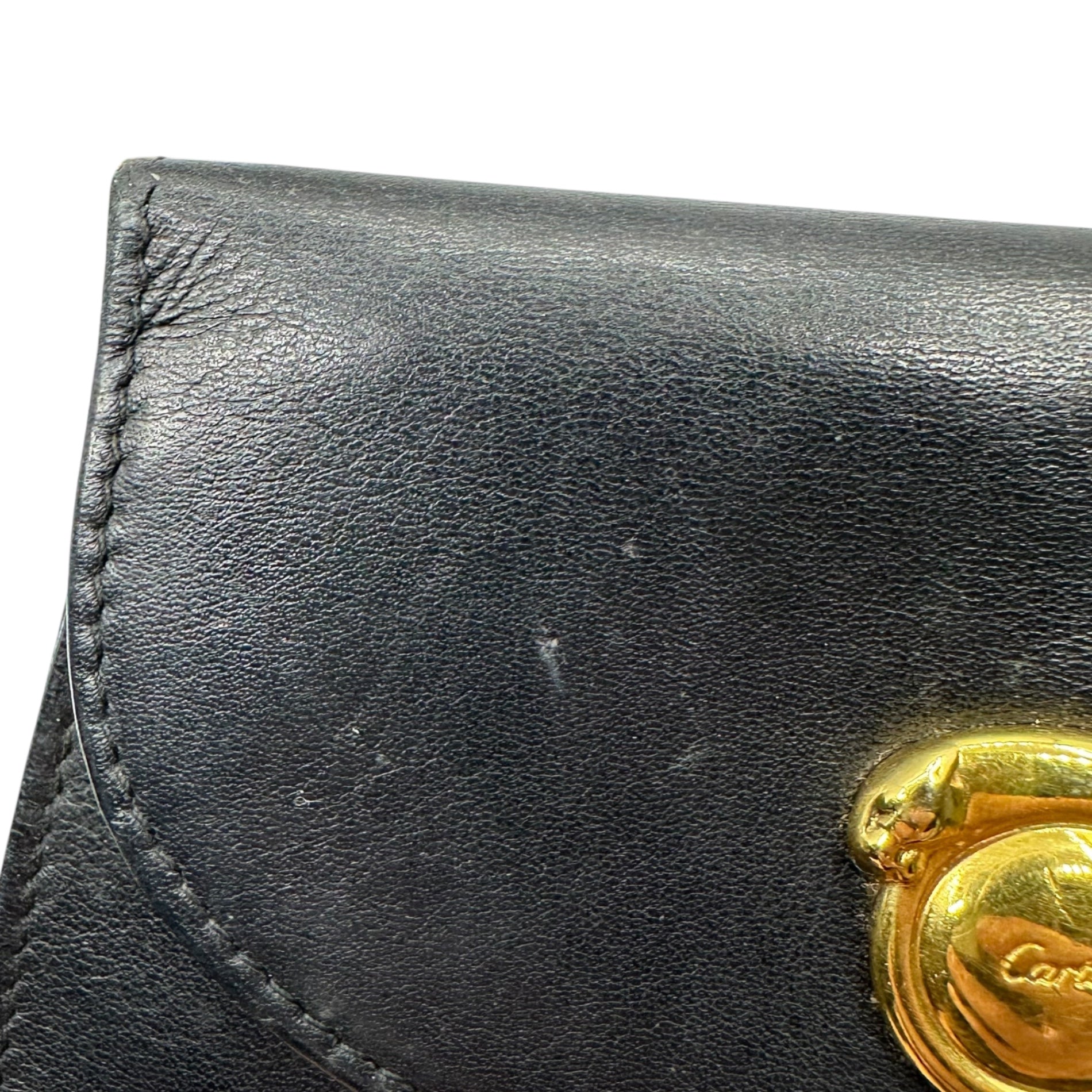 Cartier(カルティエ) Vintage gold logo gold hardware trifold wallet ヴィンテージ ゴールド ロゴ 金具 3つ折り 財布 ブラック