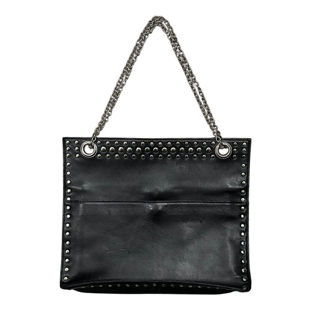 Y's(ワイズ) Leather Stud Double-Chain Shoulder Bag レザー スタッズ ダブル チェーン ショルダーバッグ YR-121-771 ブラック