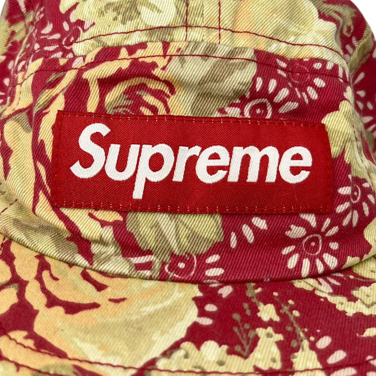 SUPREME(シュプリーム) 18SS Washed Chino Twill Camp Cap ボックスロゴ ウォッシュド チノ ツイル キャンプキャップ 帽子 ベージュ×レッド