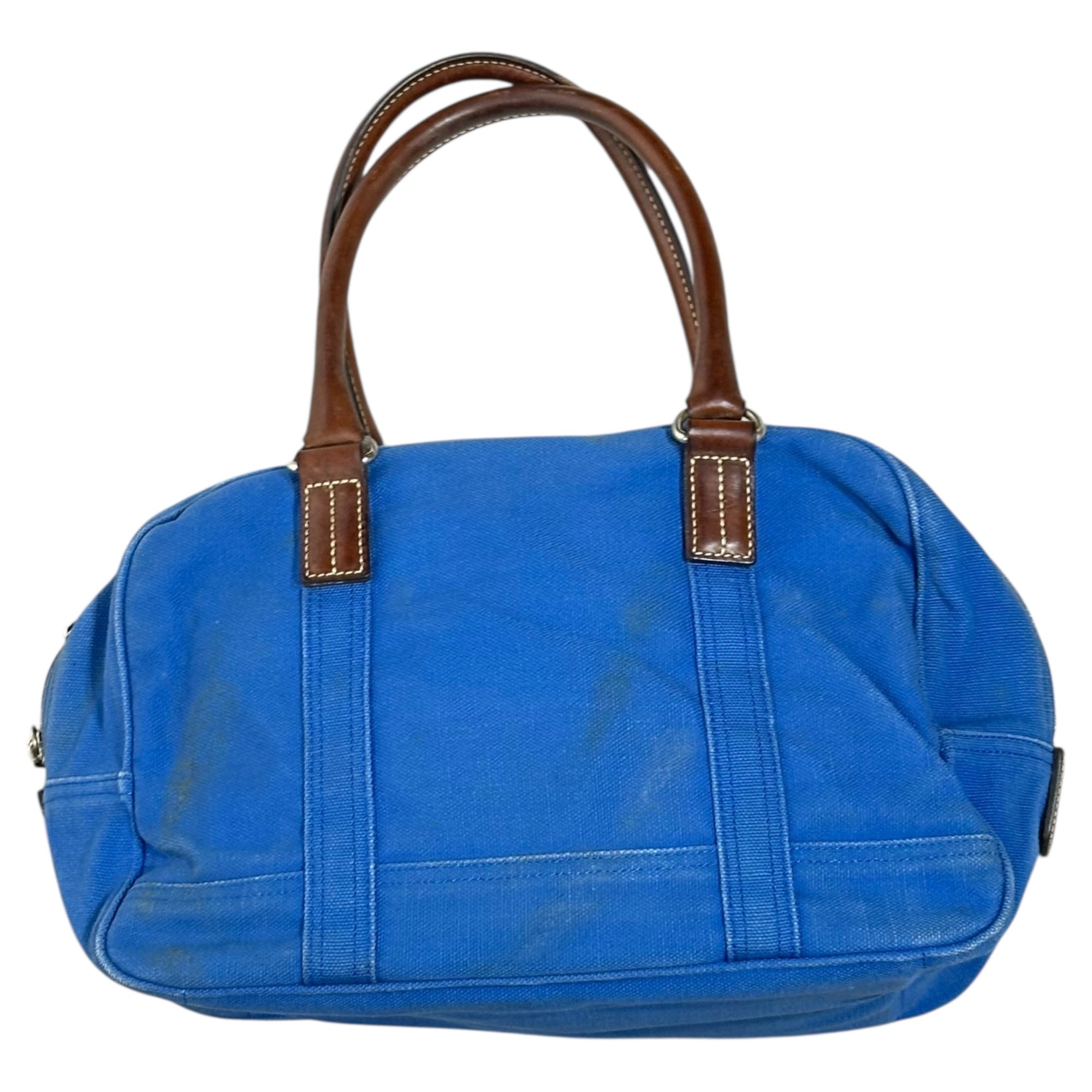 PORTER×FABRICK(ポーター×ファブリック) MEDICOM TOY Canvas Leather Mini Boston Bag メディコムトイ キャンバス レザー ミニ ボストン バッグ ブルー×ブラウン ハンド 肩掛け