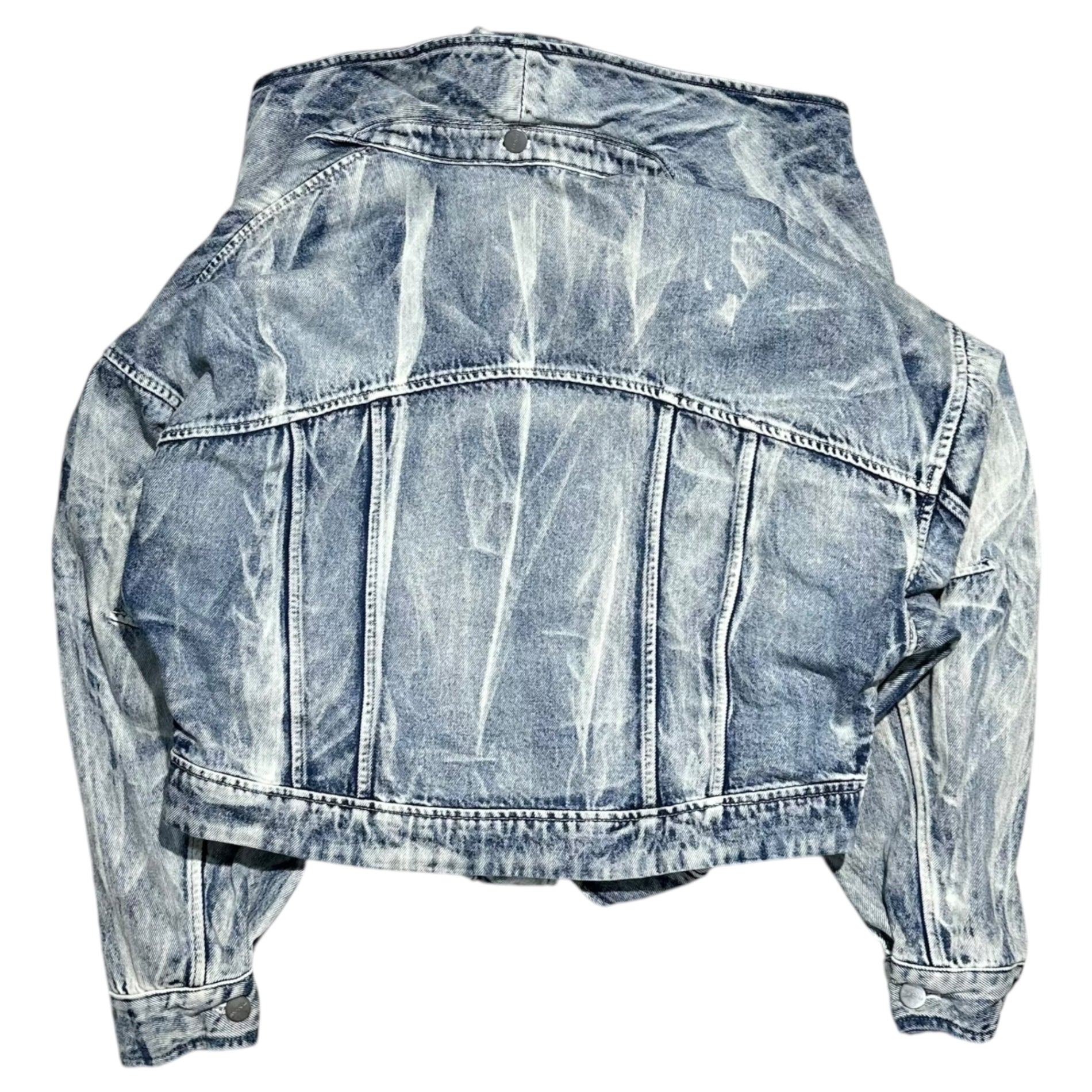 RYAN LI(リャンリー) Washed Layered Detachable Denim Jacket ウォッシュ加工 レイヤード 着脱式 デニムジャケット S インディゴ