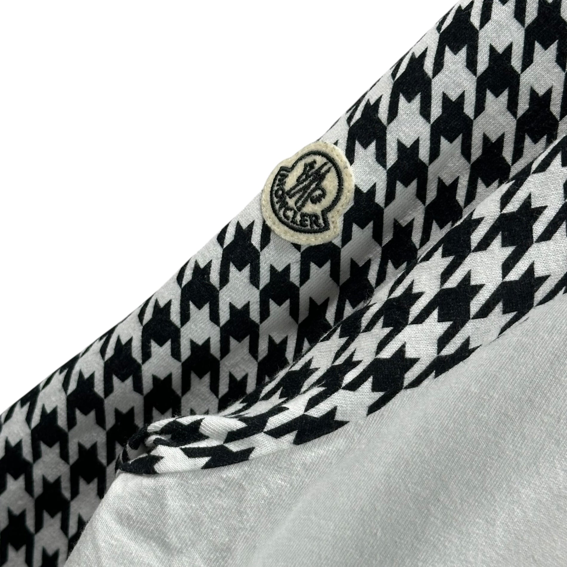 MONCLER×FRAGMENT DESIGN(モンクレール×フラグメントデザイン) 2023AW Houndstooth Raglan L/S T-Shirt 千鳥柄 ラグラン 長袖 Tシャツ I209U8D00003 XL ホワイト×ブラック MONCLER GENIUS