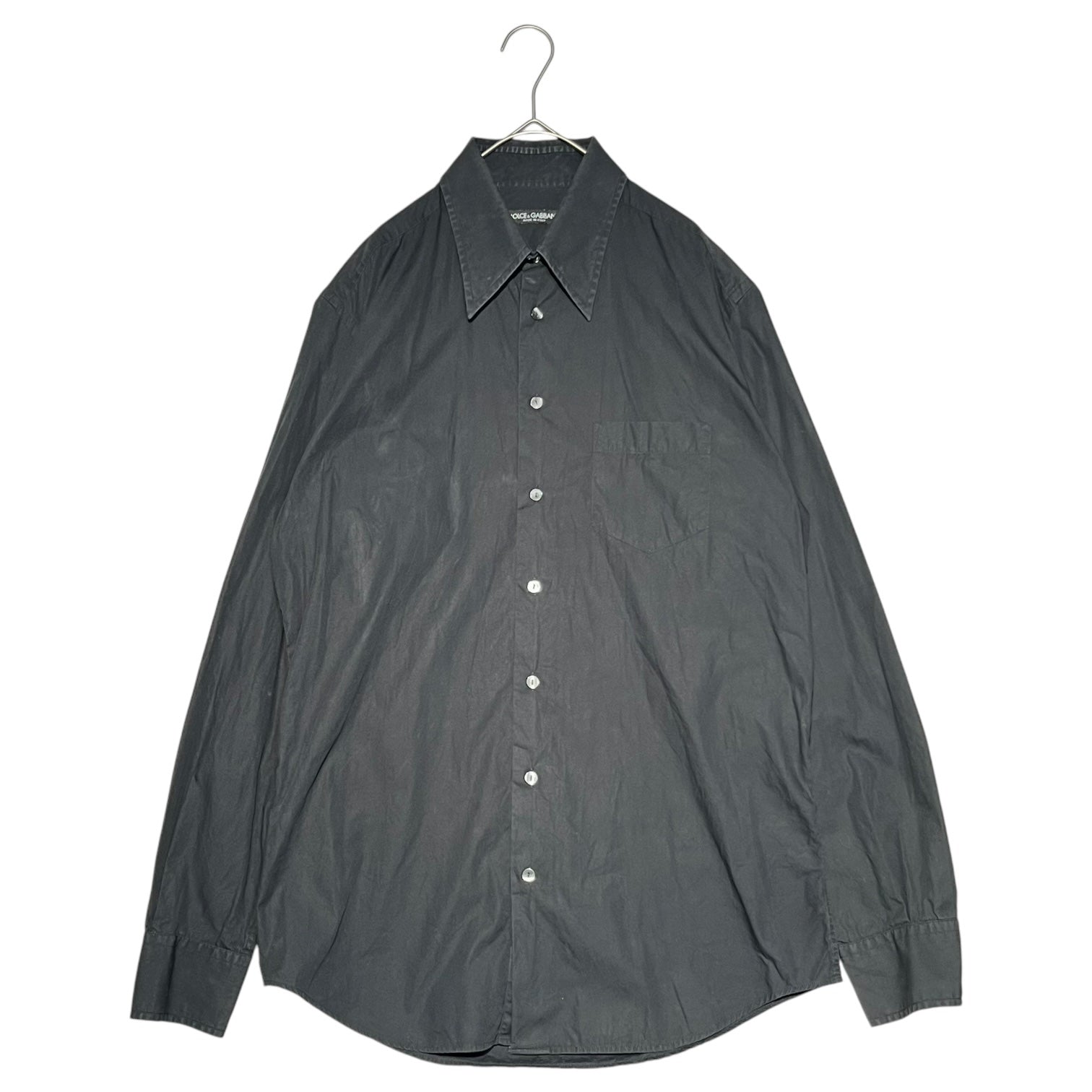 DOLCE&GABBANA(ドルチェ&ガッバーナドルガバ) 長袖 シャツ 15 1/2 40(L程度) ベージュ 00's Big color L/S shirt ビックカラー 長袖 シャツ 15 1/2 40(L程度) ブラック