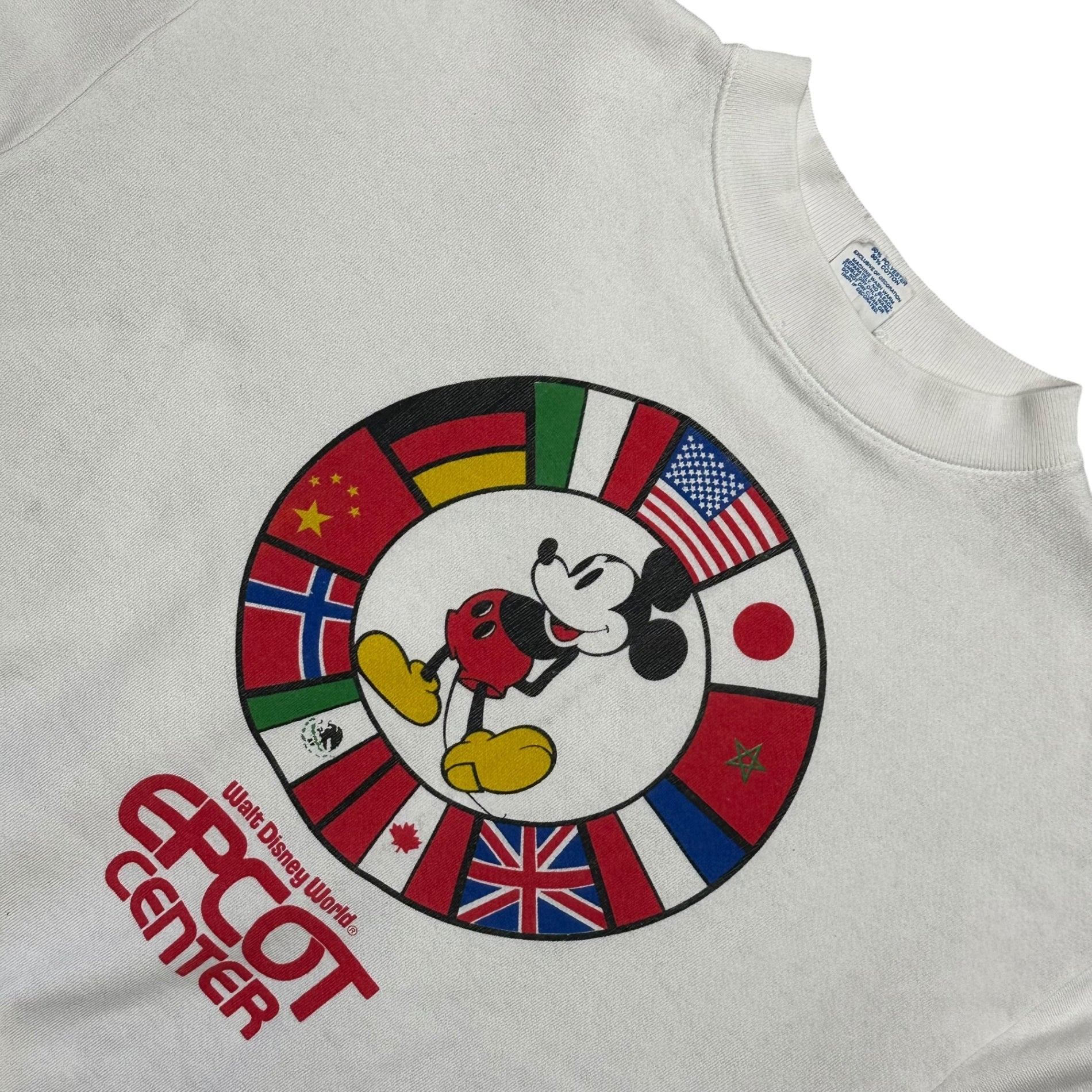 Disney(ディズニー) 1980's USA made Epcot Center Mickey Sweatshirt ミッキー スウェット XL ホワイト 80年代 ヴィンテージ