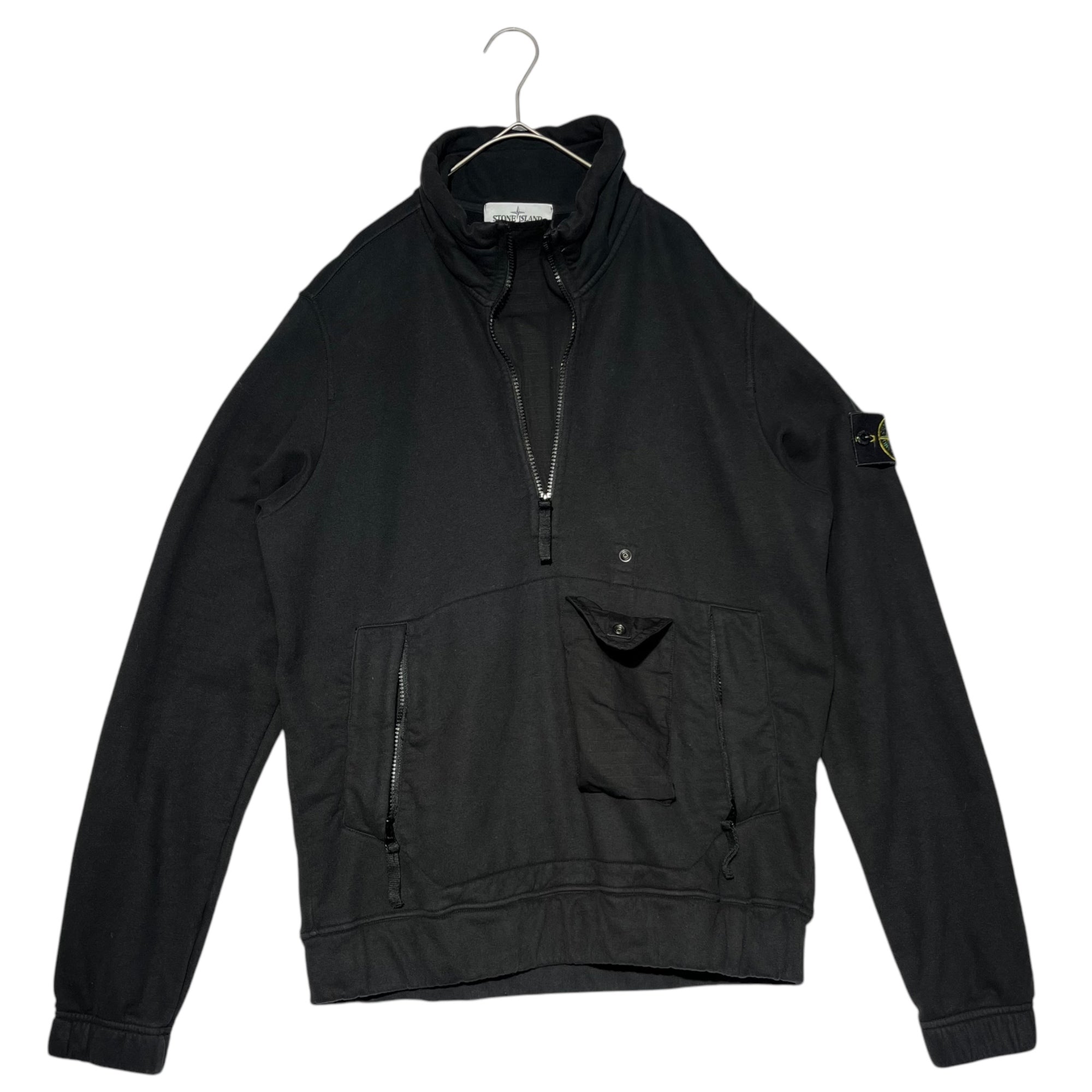 STONE ISLAND(ストーンアイランド) 20AW Stand collar half zip sweatshirts スタンドカラー ハーフ ジップ スウェット 731561520 S ブラック ポケット