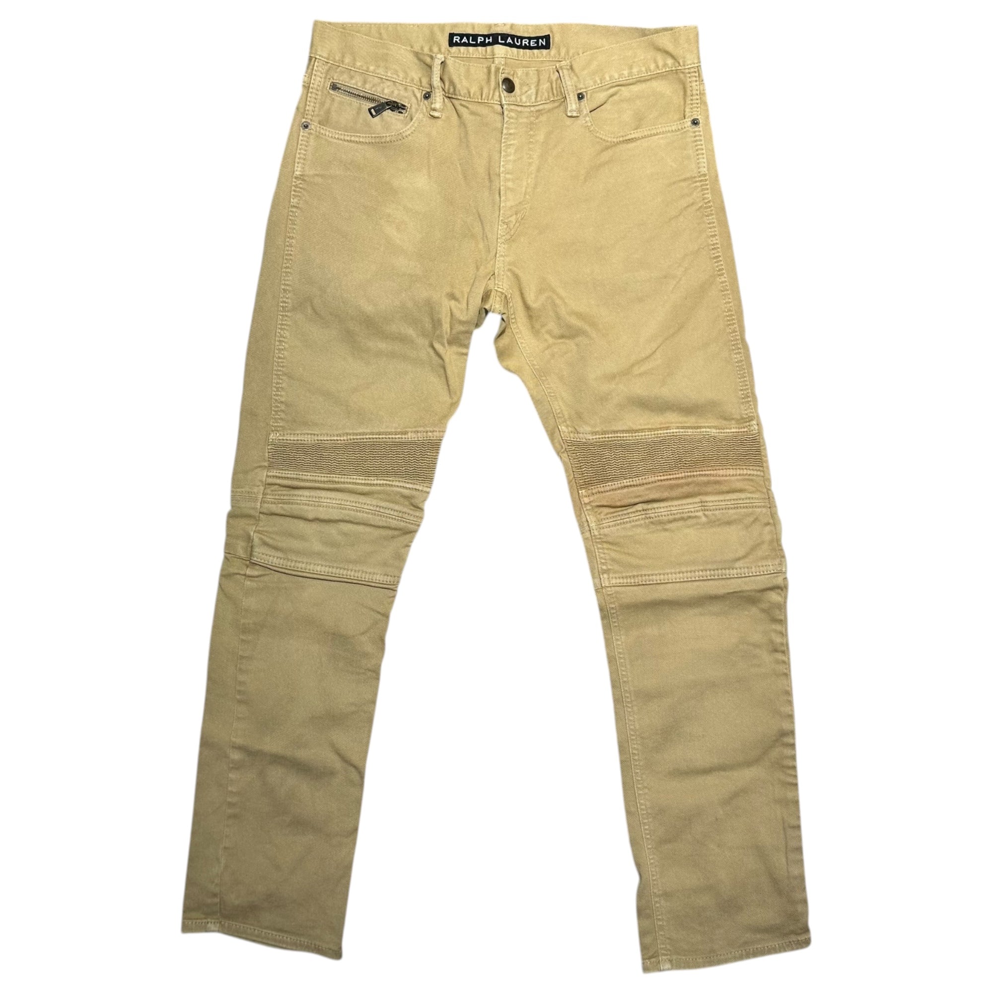 RALPH LAUREN BLACK LABEL(ラルフローレン ブラック レーベル) Biker Denim Pants バイカー デニム パンツ W32 ベージュ 品質表示タグ切取 廃番ライン