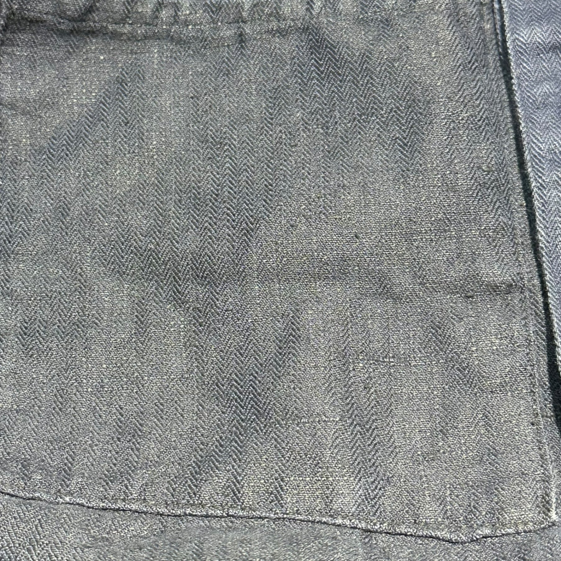Euro antique(ヨーロッパアンティーク) 1920’s~ French linen herringbone fireman jacket フランス リネン ヘリンボーン ファイヤーマン ジャケット 表記無(S程度) ネイビー ヴィンテージ