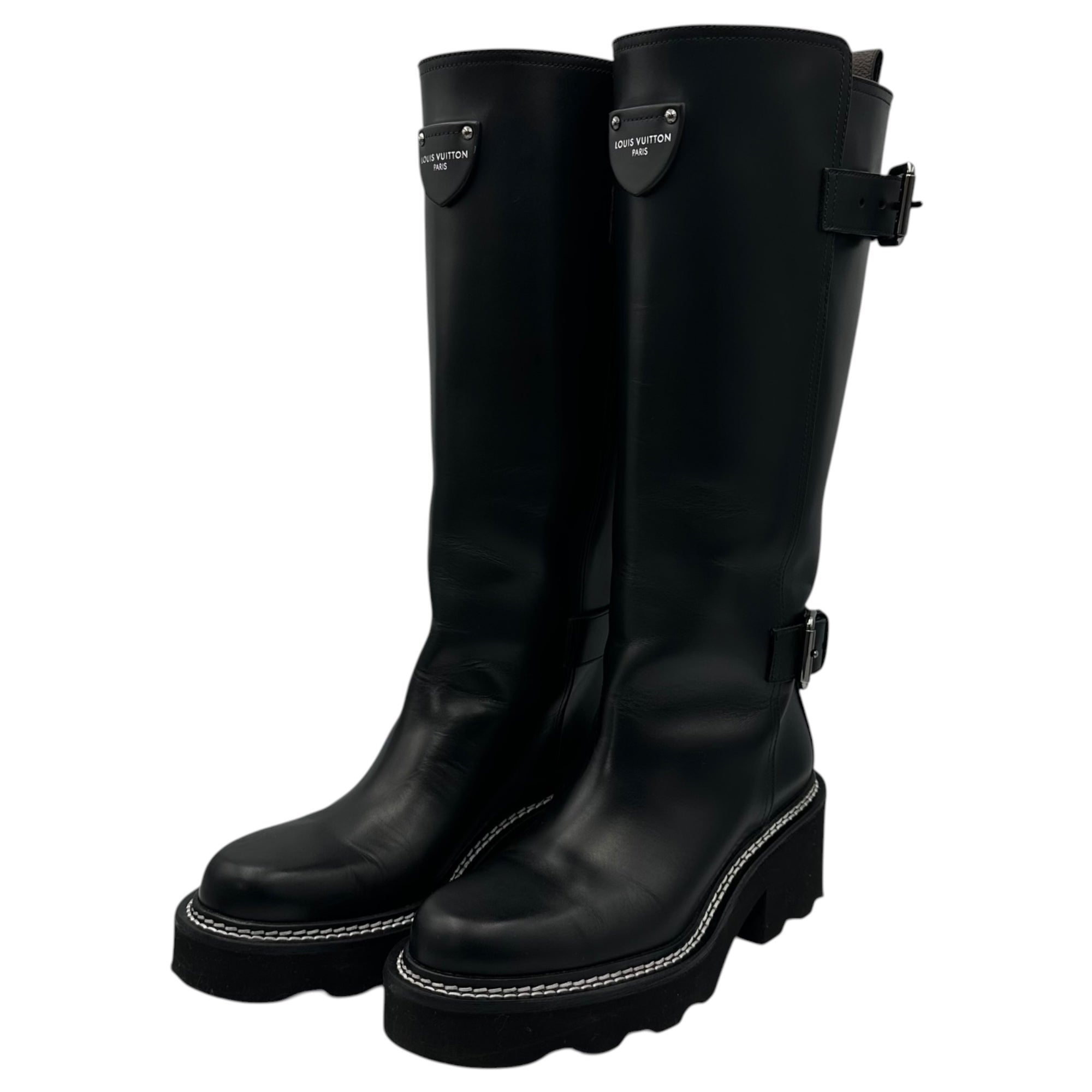 LOUIS VUITTON(ルイヴィトン) 24AW LV Beaubourg High Boot ボブール ライン ロング ブーツ カーフ 製造番号:MA0254 36(23cm程度) ブラック×ブラウン