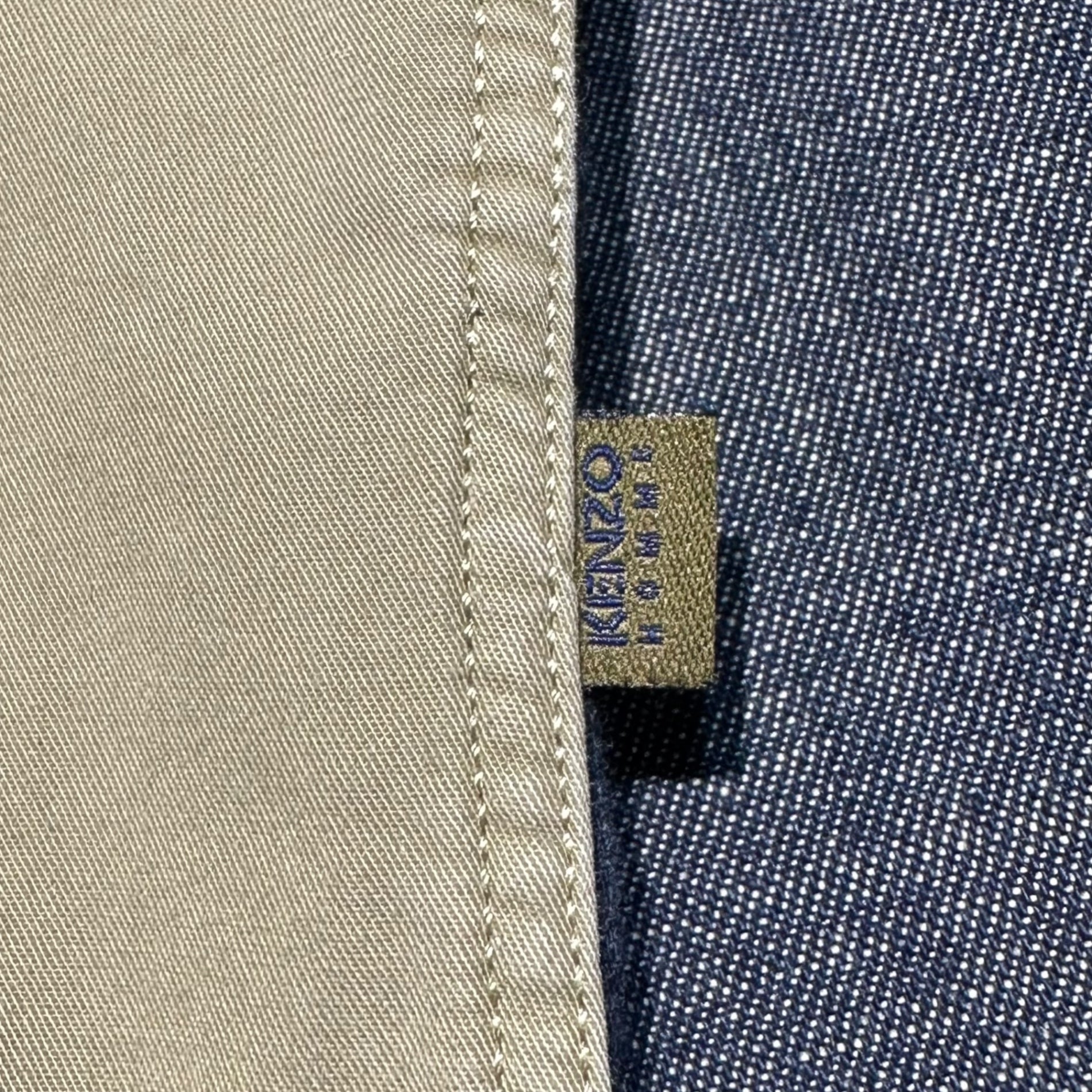 KENZO HOMME(ケンゾーオム) 90’s Archive hunting pocket denim shirt アーカイブ ハンティング ポケット デニム シャツ L インデイゴ×ベージュ 90年代