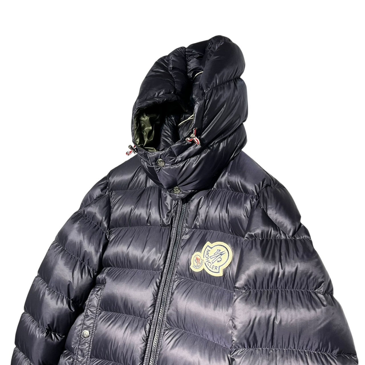 MONCLER(モンクレール) BRAMANT ダブル ロゴ ワッペン フーデット ダウン ジャケット E20914181149 1 ネイビー×オリーブ モンクレールジャパンタグ
