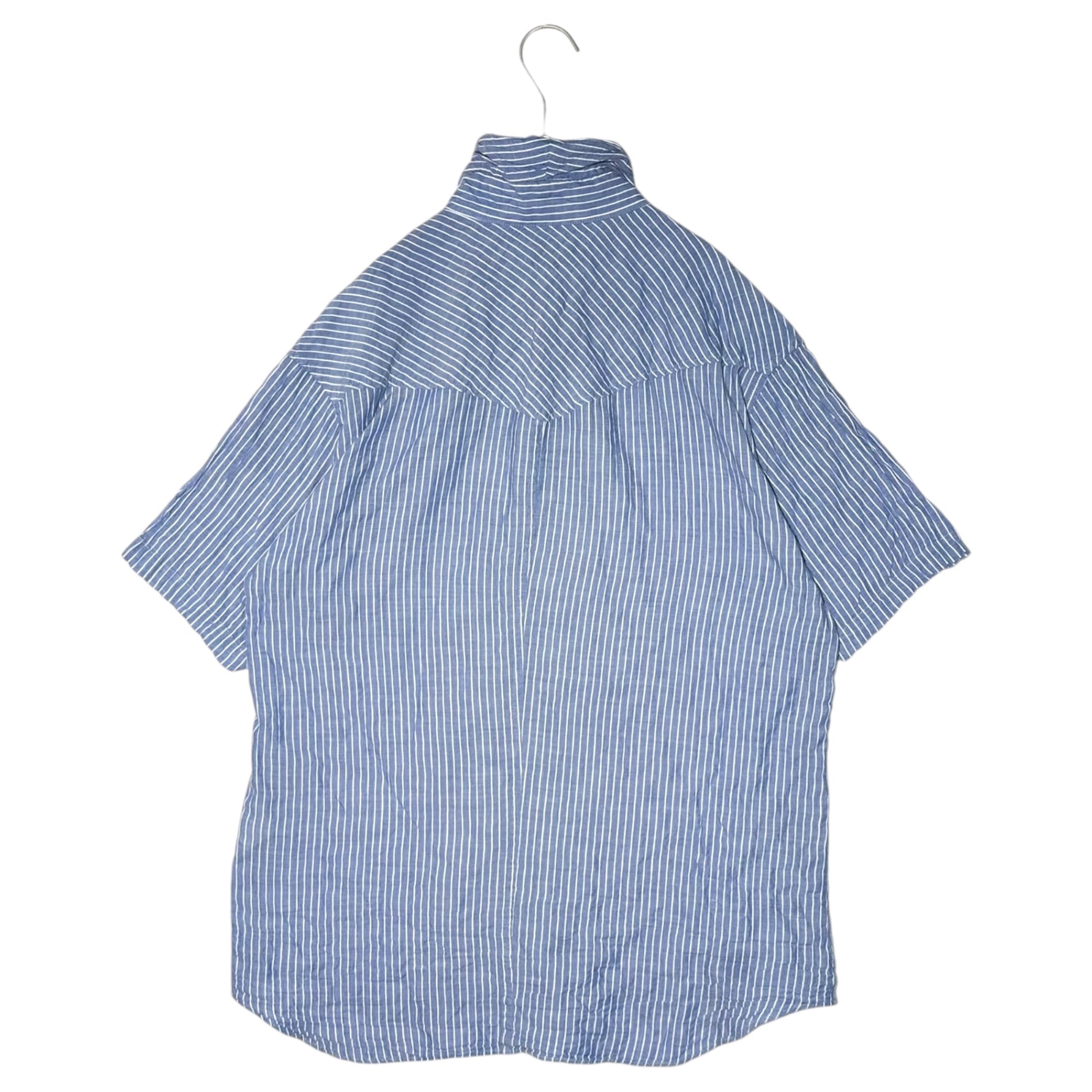 FINAL HOME(ファイナルホーム) Random Stripe Shawl Collar Blouse Shirt ランダム ストライプ ショールカラー ブラウス シャツ FH31FJ914 M ブルー×ホワイト
