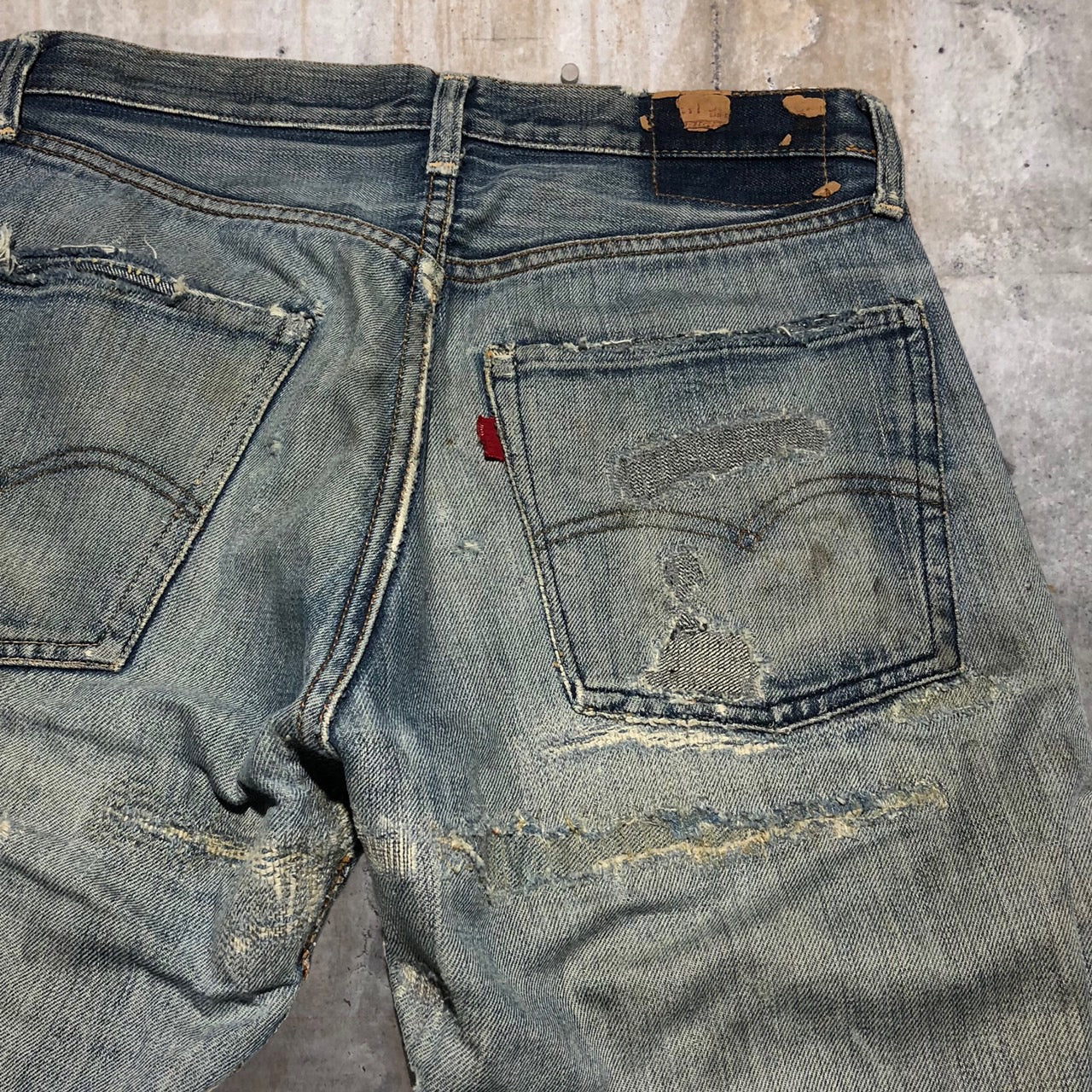 Levi's(リーバイス) 501 66前期クラッシュリペア加工デニムパンツ 表記なし(W29~30程度) ブルー