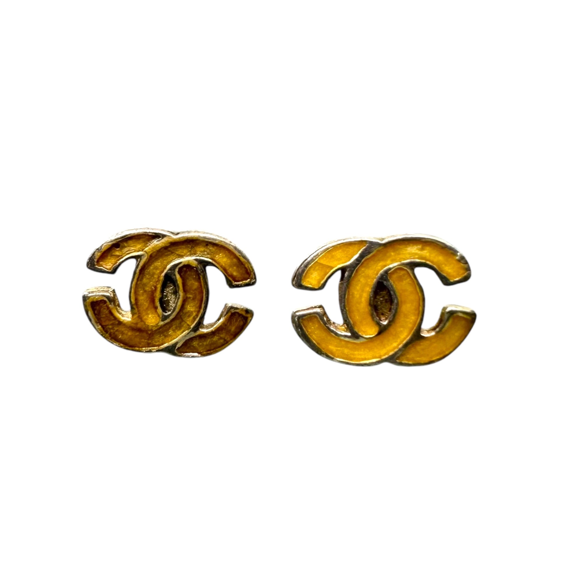 CHANEL(シャネル) Coco Mark Pierced Earrings ヴィンテージ ココマーク ピアス イエロー×シルバー 00T 刻印 アクセサリー