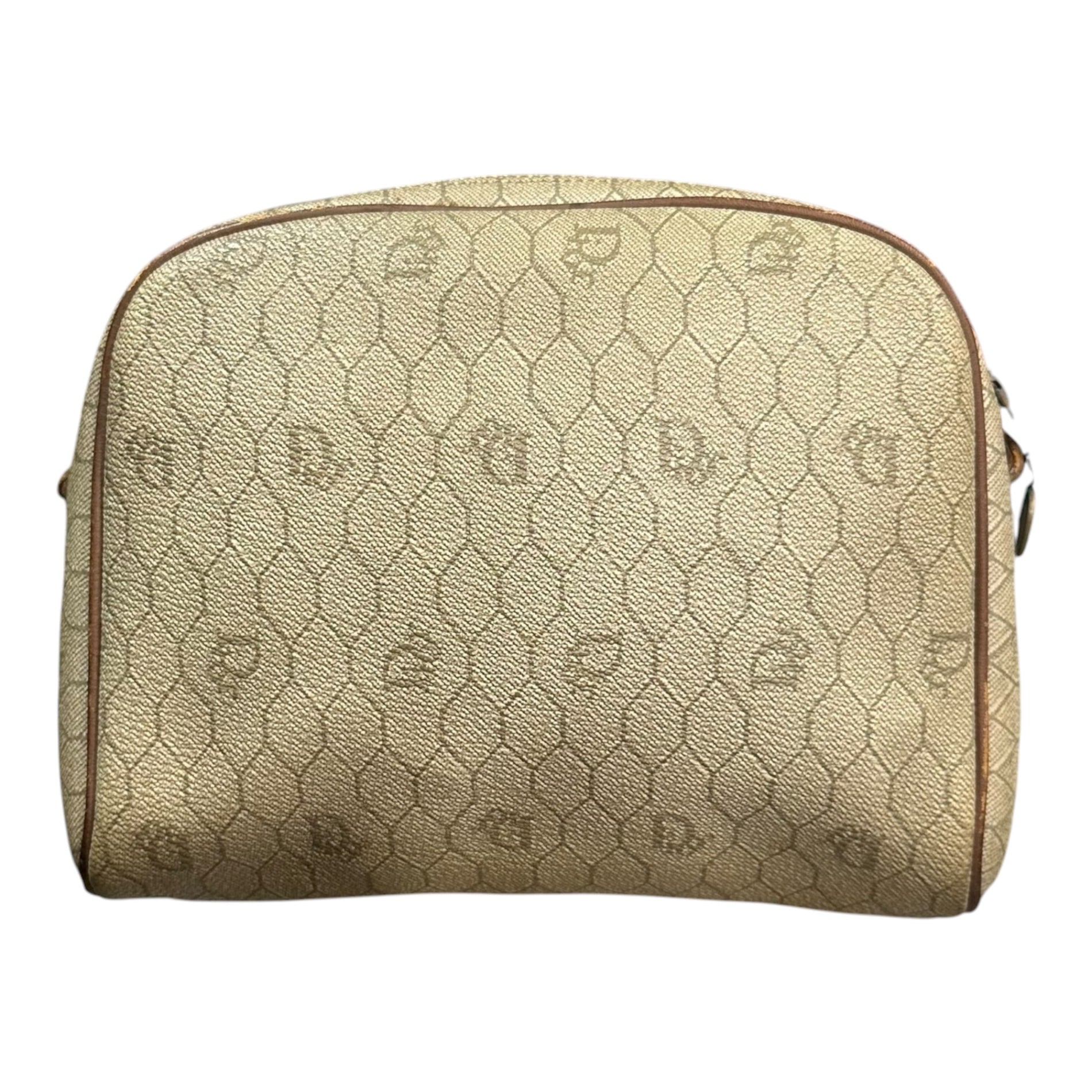 Christian Dior(クリスチャンディオール) 1970's Honeycomb Pattern PVC Shoulder Bag ハニカム柄 ショルダー バッグ ベージュ 70年代 ailee ジップ ヴィンテージ OLD