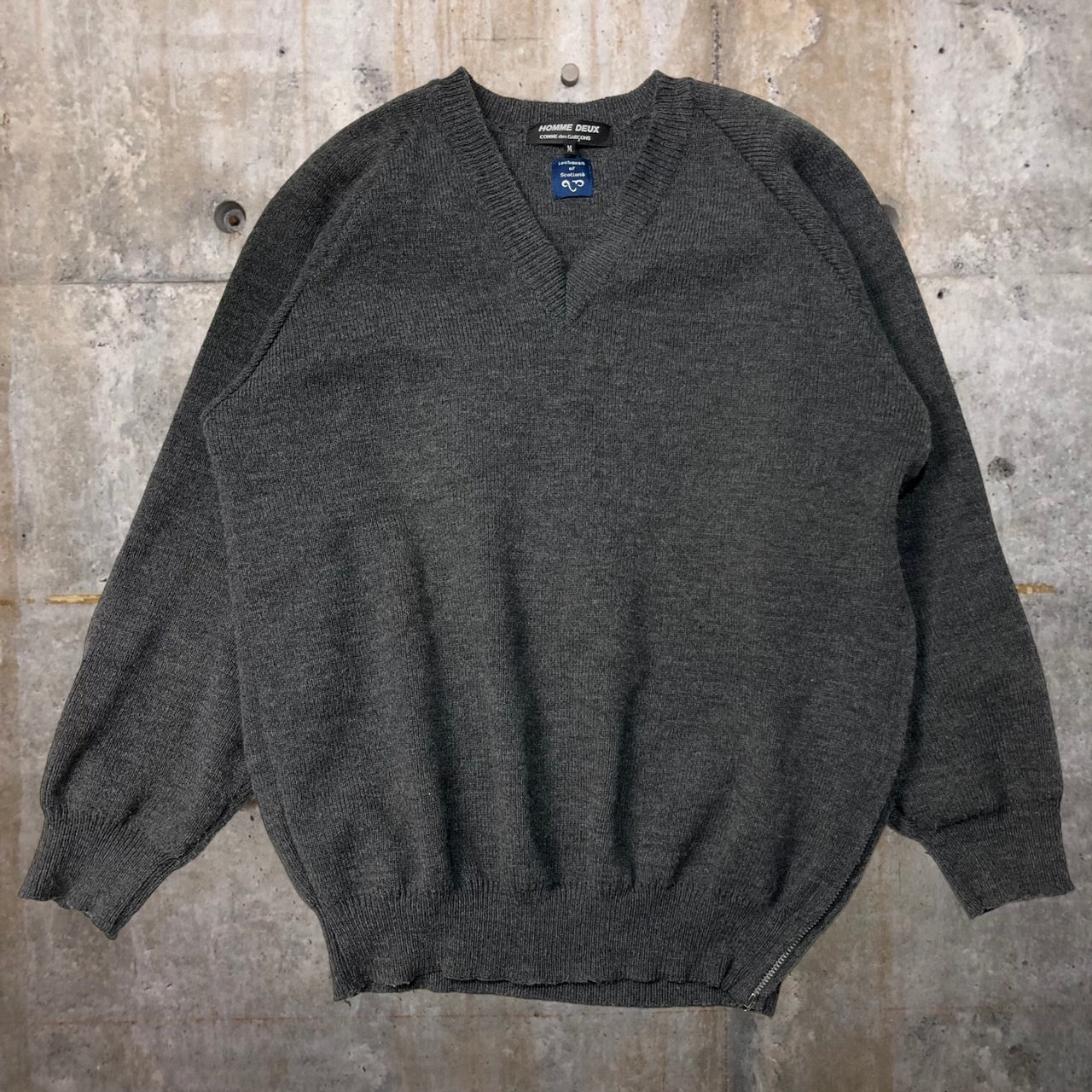 COMME des GARCONS HOMME DEUX(コムデギャルソンオムドゥ) 21AW Lochaven of scotland zip knit/ロックエーベンオブスコットランドジップニット DH-N505 SIZE M グレー AD2021 Lochaven of scotland生地使用