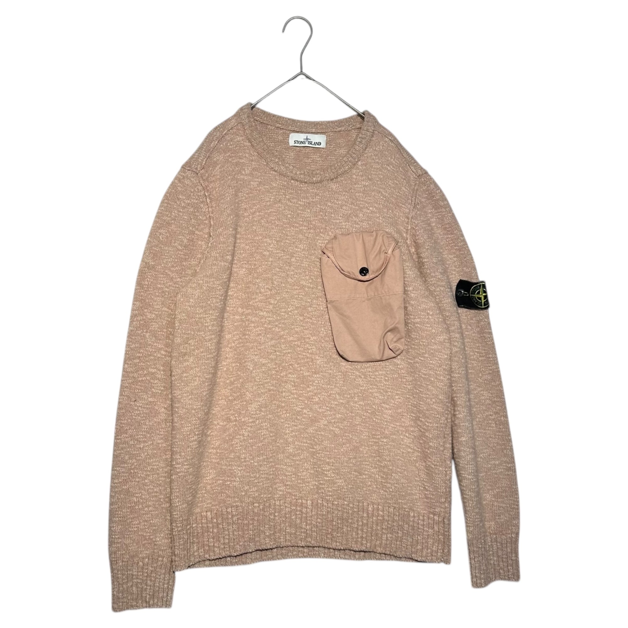 STONE ISLAND(ストーンアイランド) 21AW Compass-Patch Jumper ナイロン カーゴ ポケット クルーネック ウール ニット 7515532D3 L ピンクベージュ