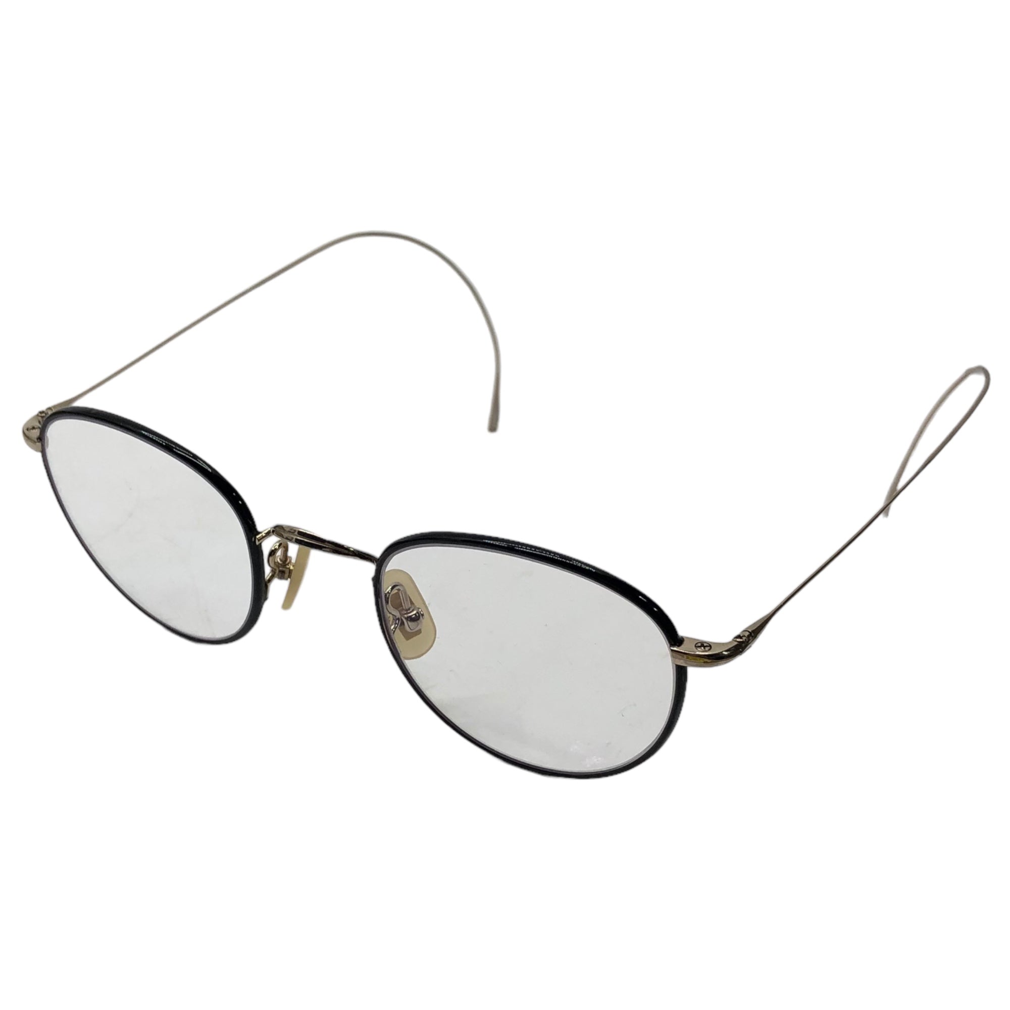 金子眼鏡店(カネコガンキョウテン) 半掛け 縄手 メガネ フレーム ヴィンテージシリーズ KV-36 ブラック×メタル ケース付属